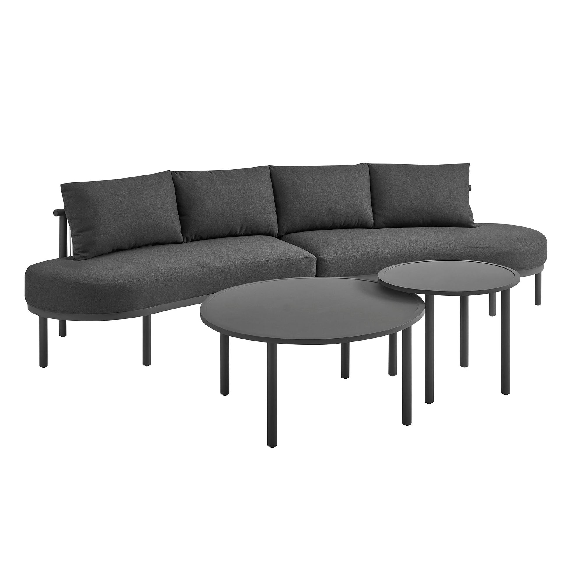 Porta 4 Piece Outdoor Aluminum Modular Sofa Set - Charcoal Anthracite