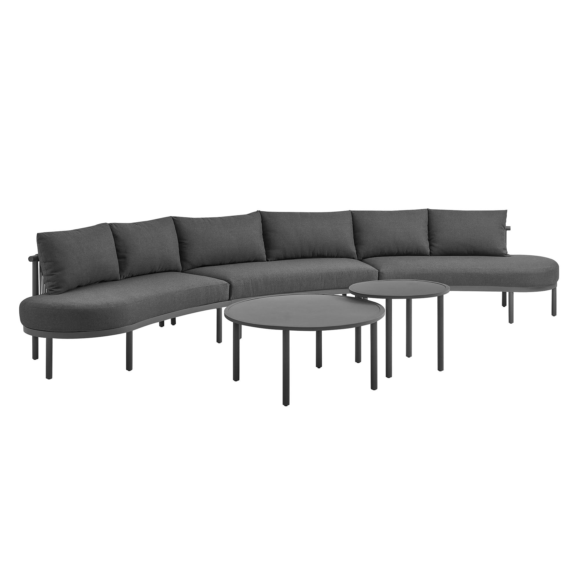 Porta 5 Piece Outdoor Aluminum Modular Sofa Set - Charcoal Anthracite
