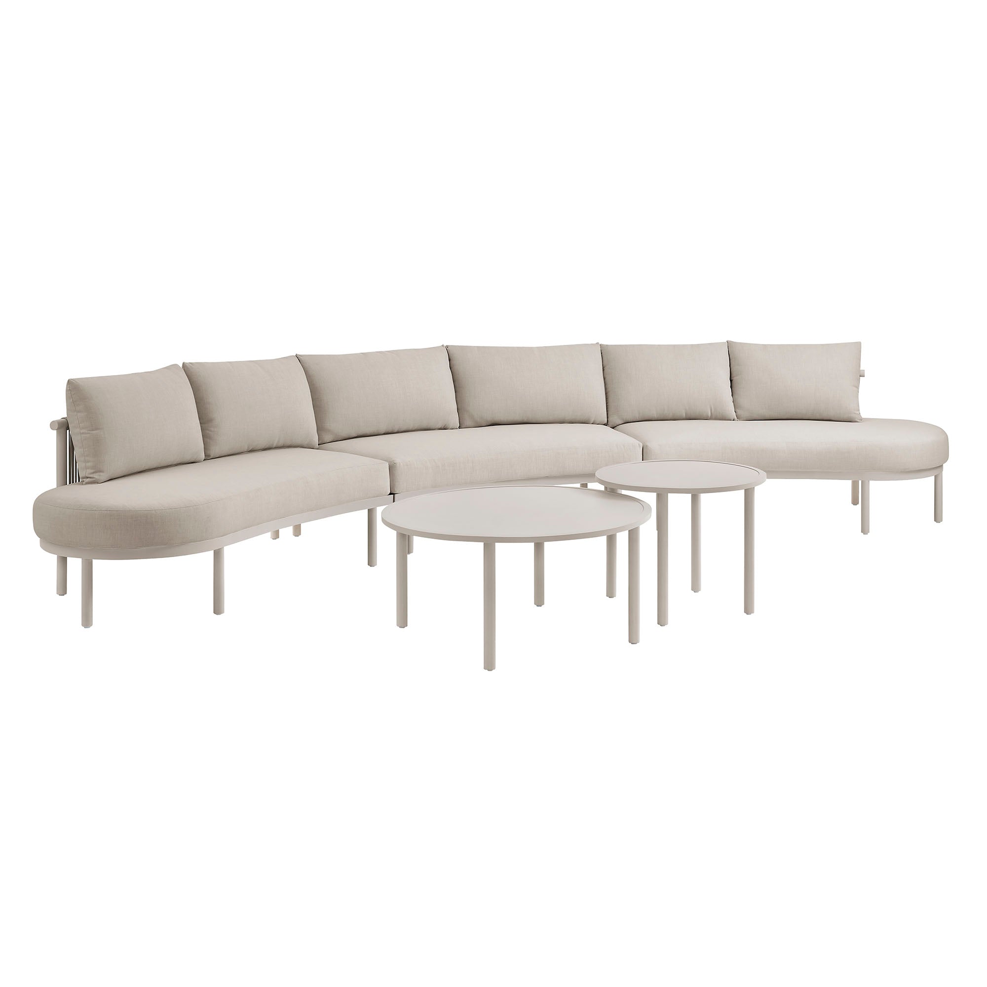 Porta 5 Piece Outdoor Aluminum Modular Sofa Set - Khaki Stone