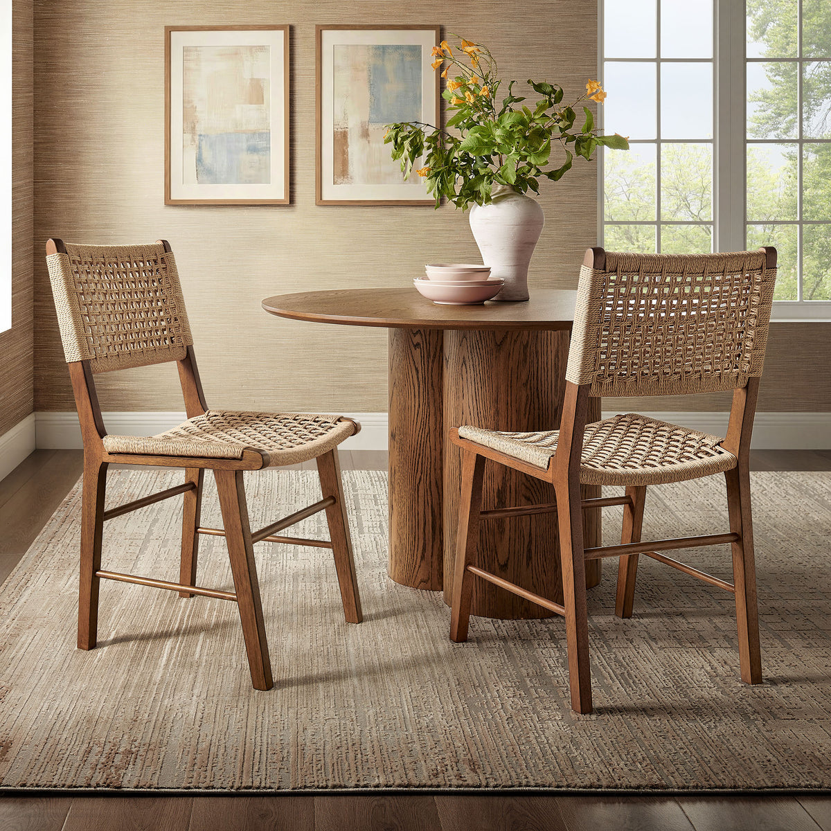 Tindra Woven Dining Chairs Set of 2 - Walnut