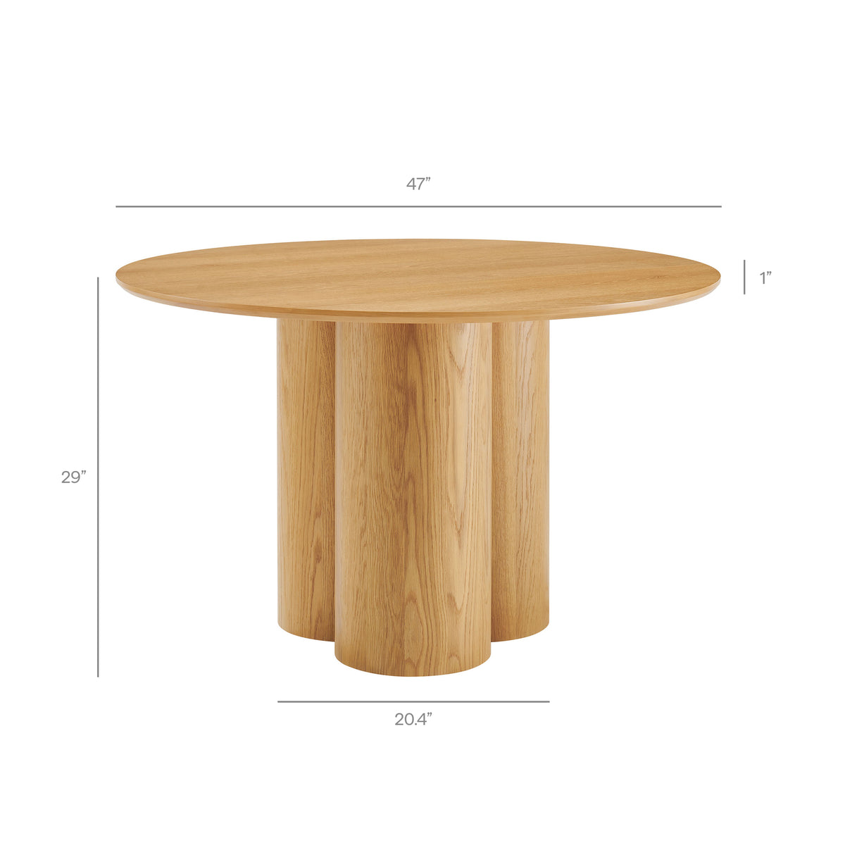 Renwick 47 Inch Oak Veneer Round Pedestal Dining Table - Oak