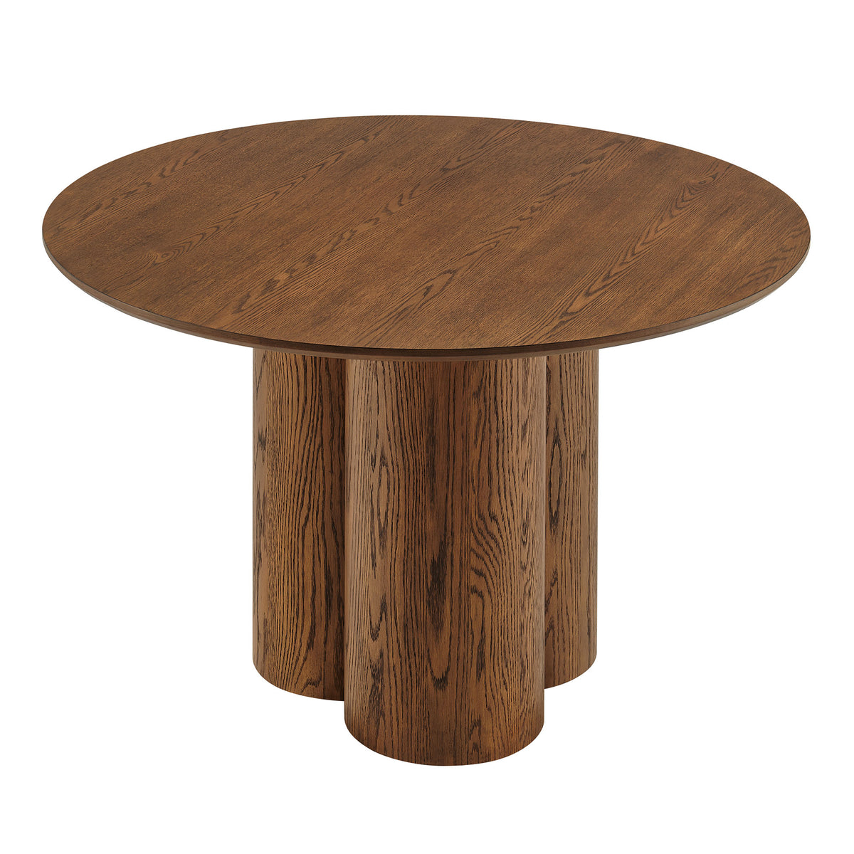 Renwick 47 Inch Oak Veneer Round Pedestal Dining Table - Walnut