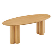Renwick 79 Inch Oak Veneer Oval Pedestal Dining Table - Oak