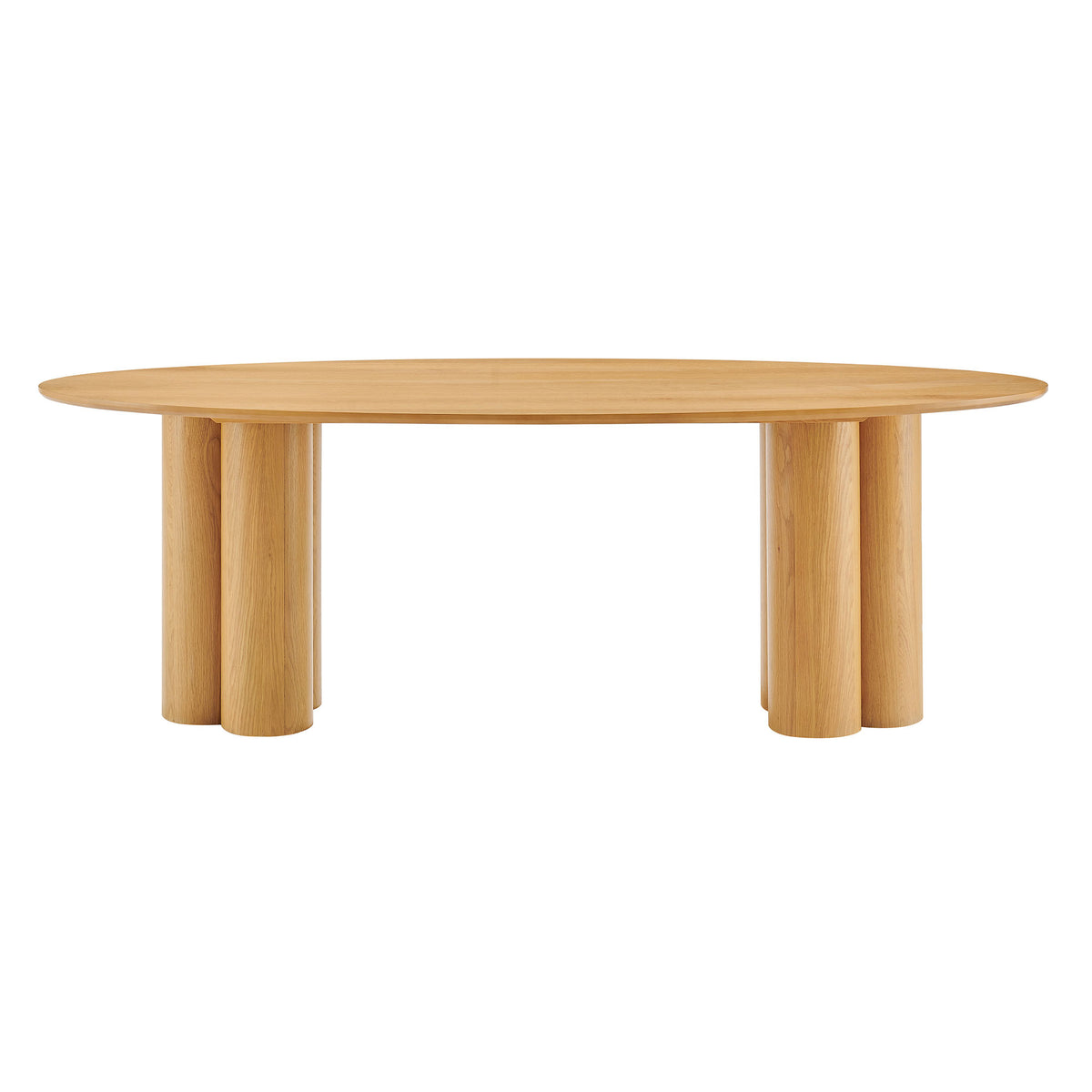 Renwick 79 Inch Oak Veneer Oval Pedestal Dining Table - Oak