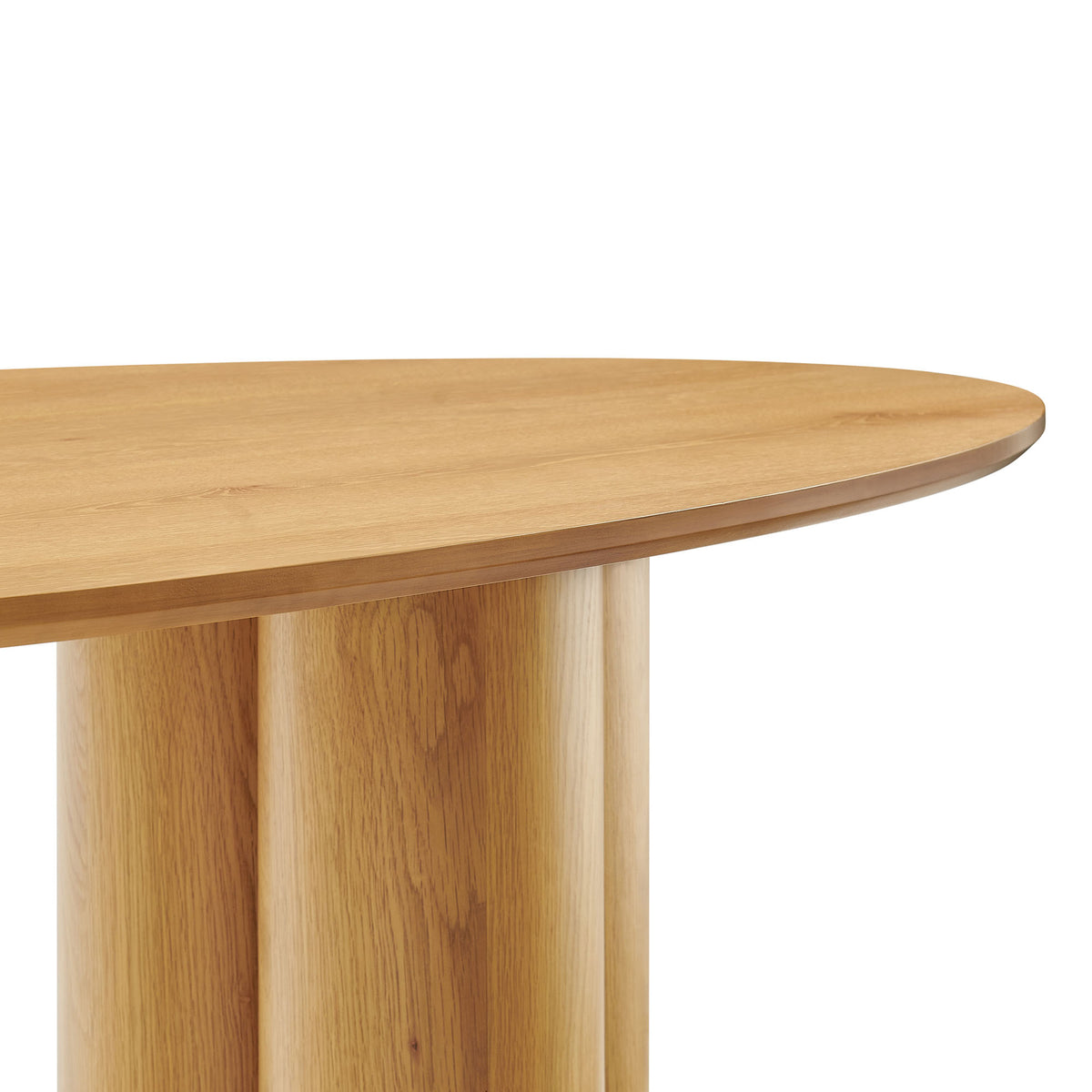 Renwick 79 Inch Oak Veneer Oval Pedestal Dining Table - Oak