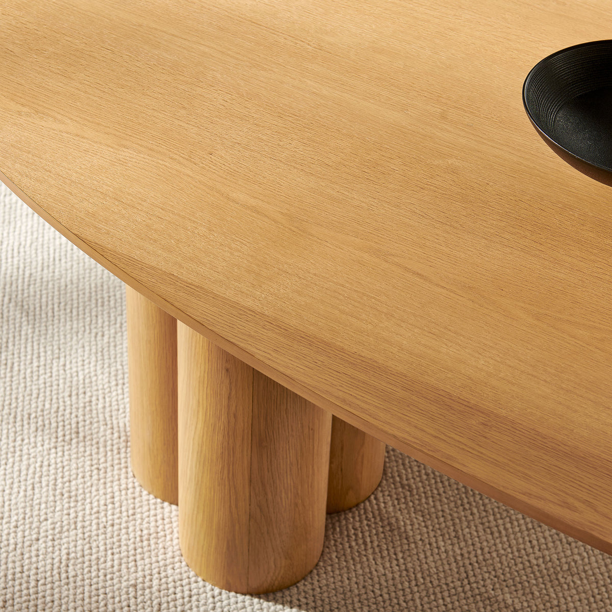 Renwick 79 Inch Oak Veneer Oval Pedestal Dining Table - Oak