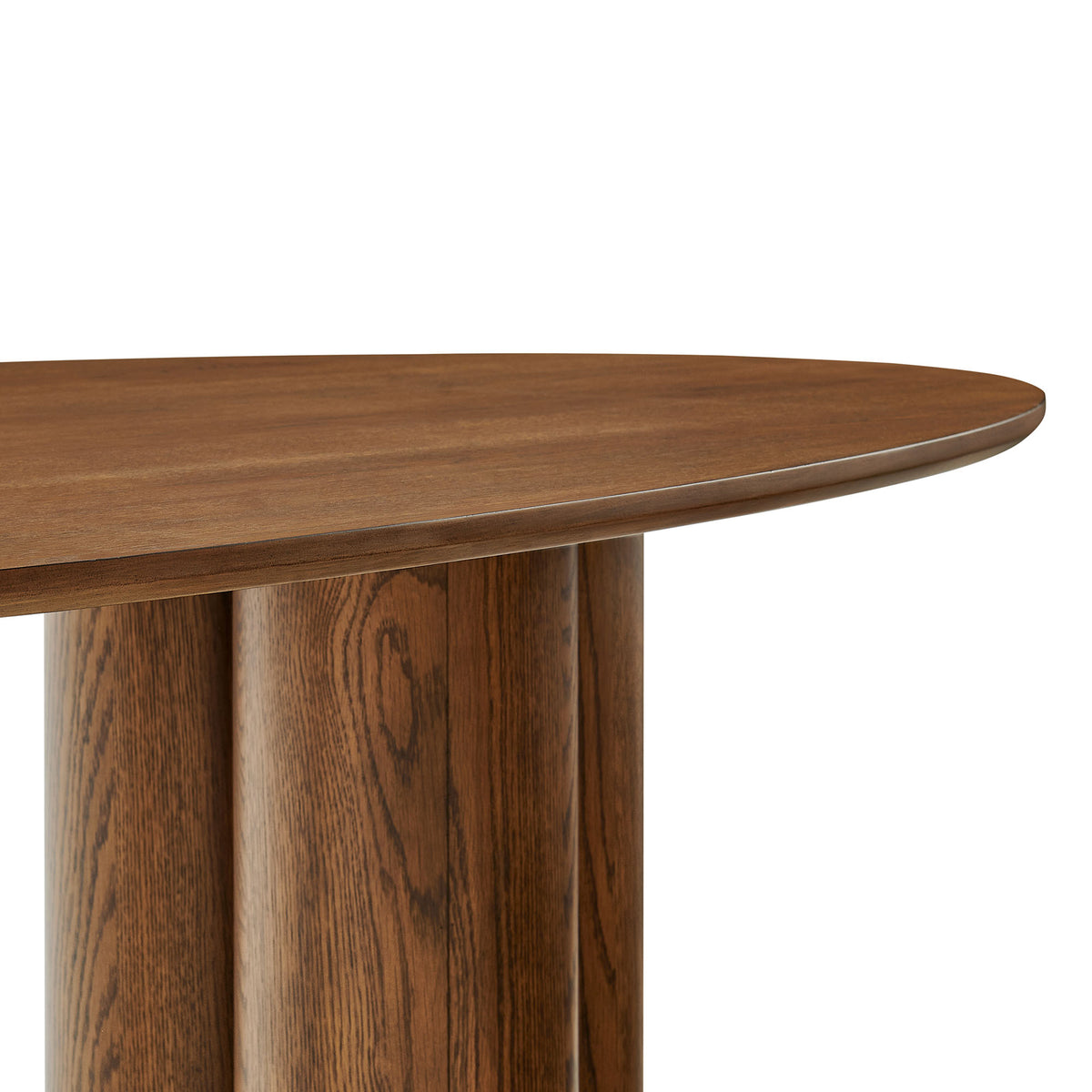 Renwick 79 Inch Oak Veneer Oval Pedestal Dining Table - Walnut
