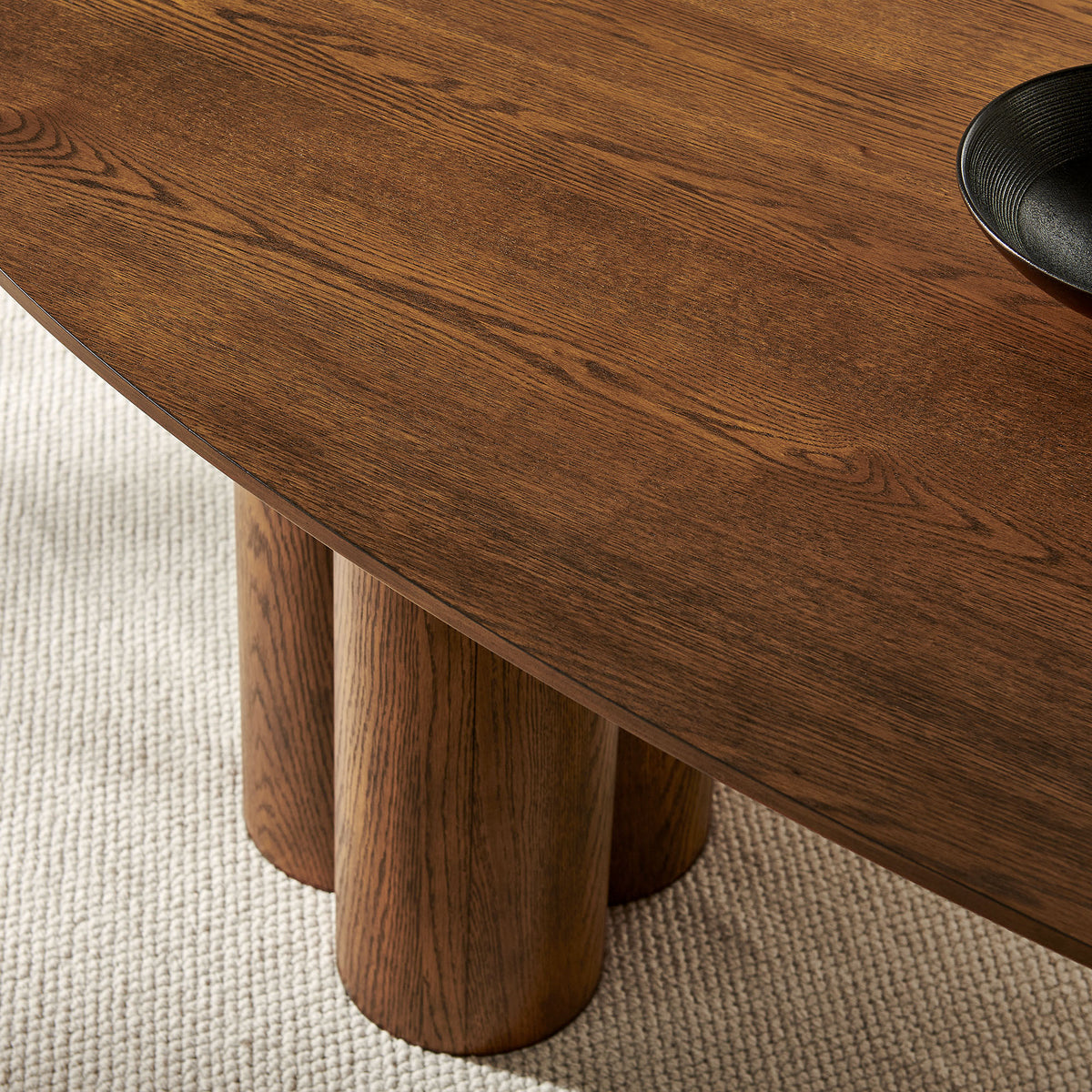 Renwick 79 Inch Oak Veneer Oval Pedestal Dining Table - Walnut