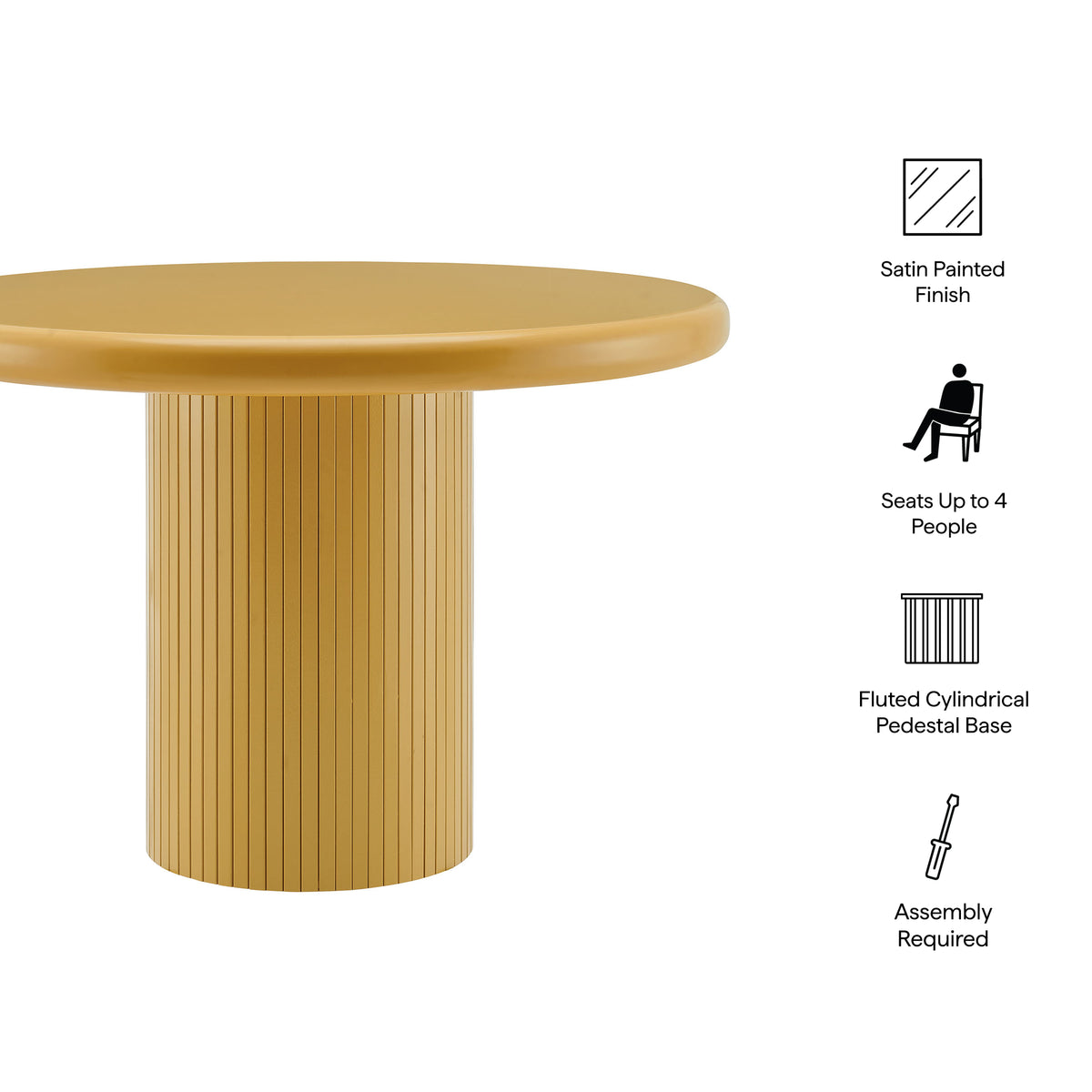 Belmonte 45 Inch Painted Wood Round Pedestal Dining Table - Mustard