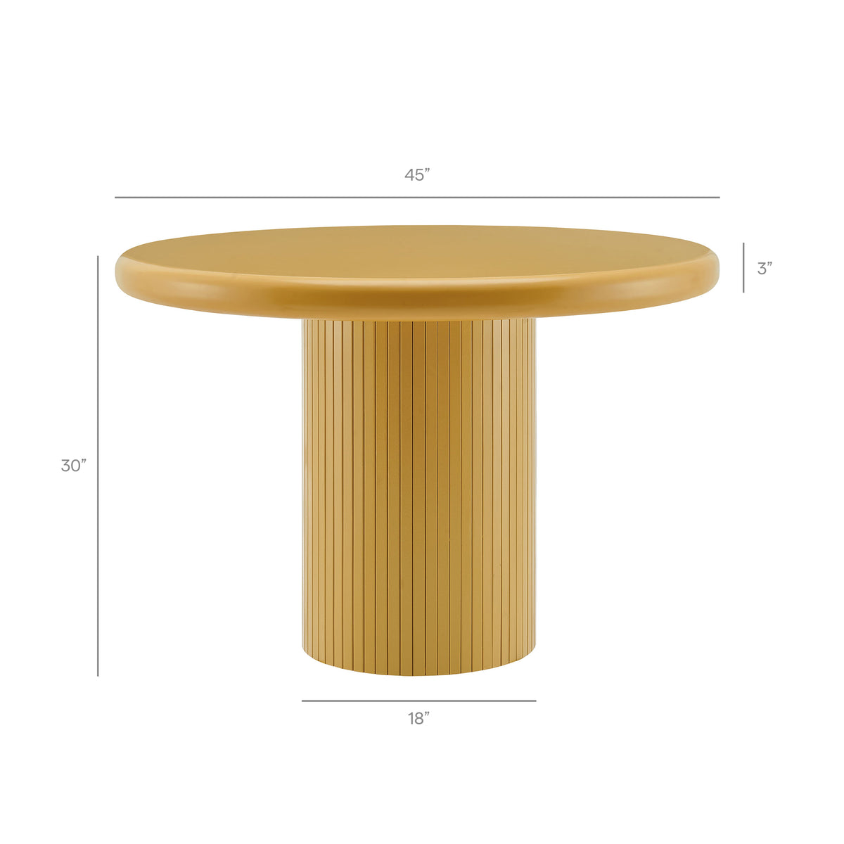 Belmonte 45 Inch Painted Wood Round Pedestal Dining Table - Mustard
