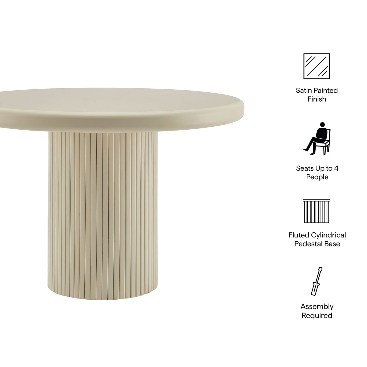 Belmonte 45 Inch Painted Wood Round Pedestal Dining Table - Putty