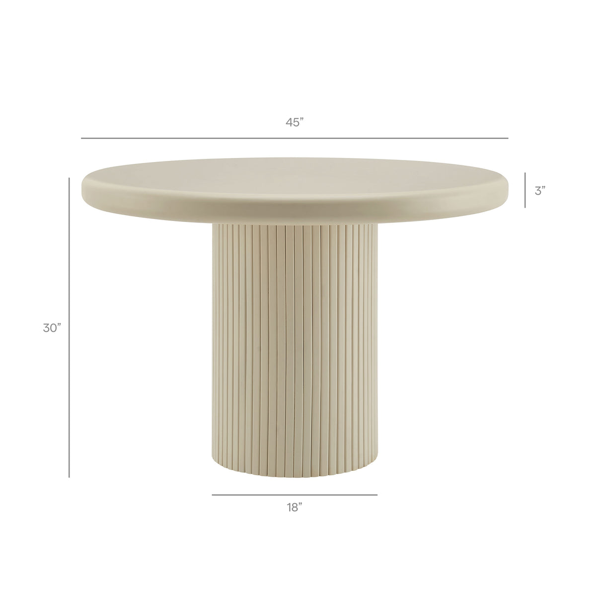 Belmonte 45 Inch Painted Wood Round Pedestal Dining Table - Putty