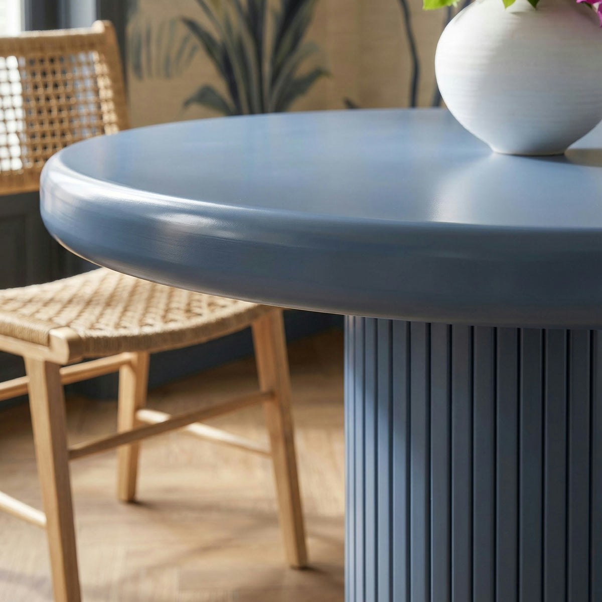 Belmonte 45 Inch Painted Wood Round Pedestal Dining Table - Stillwater Blue