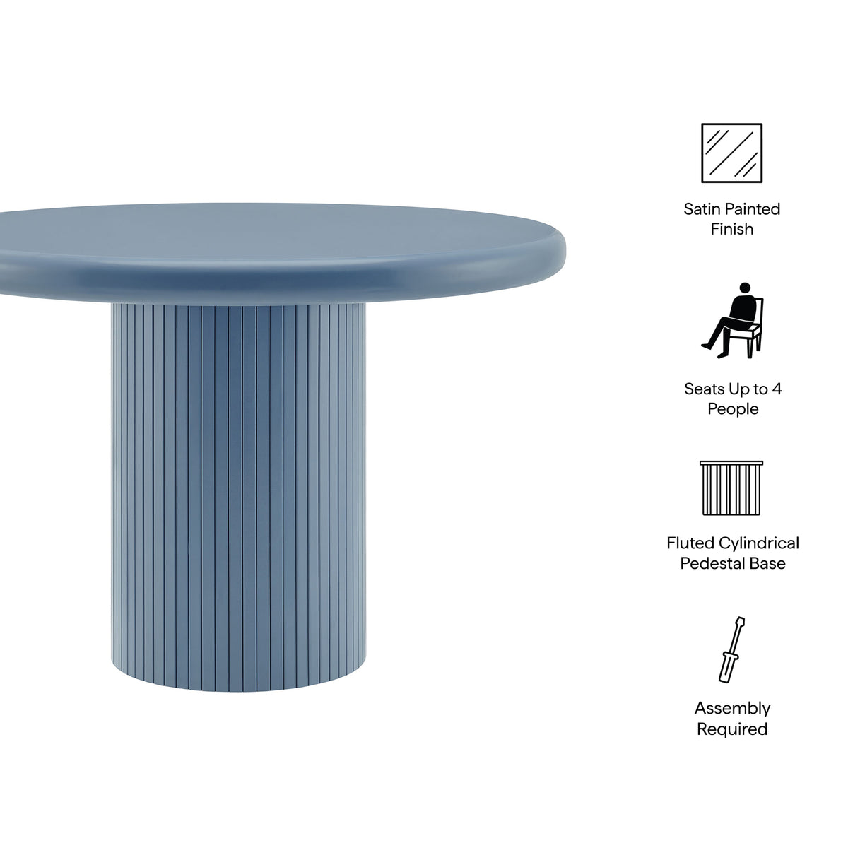 Belmonte 45 Inch Painted Wood Round Pedestal Dining Table - Stillwater Blue