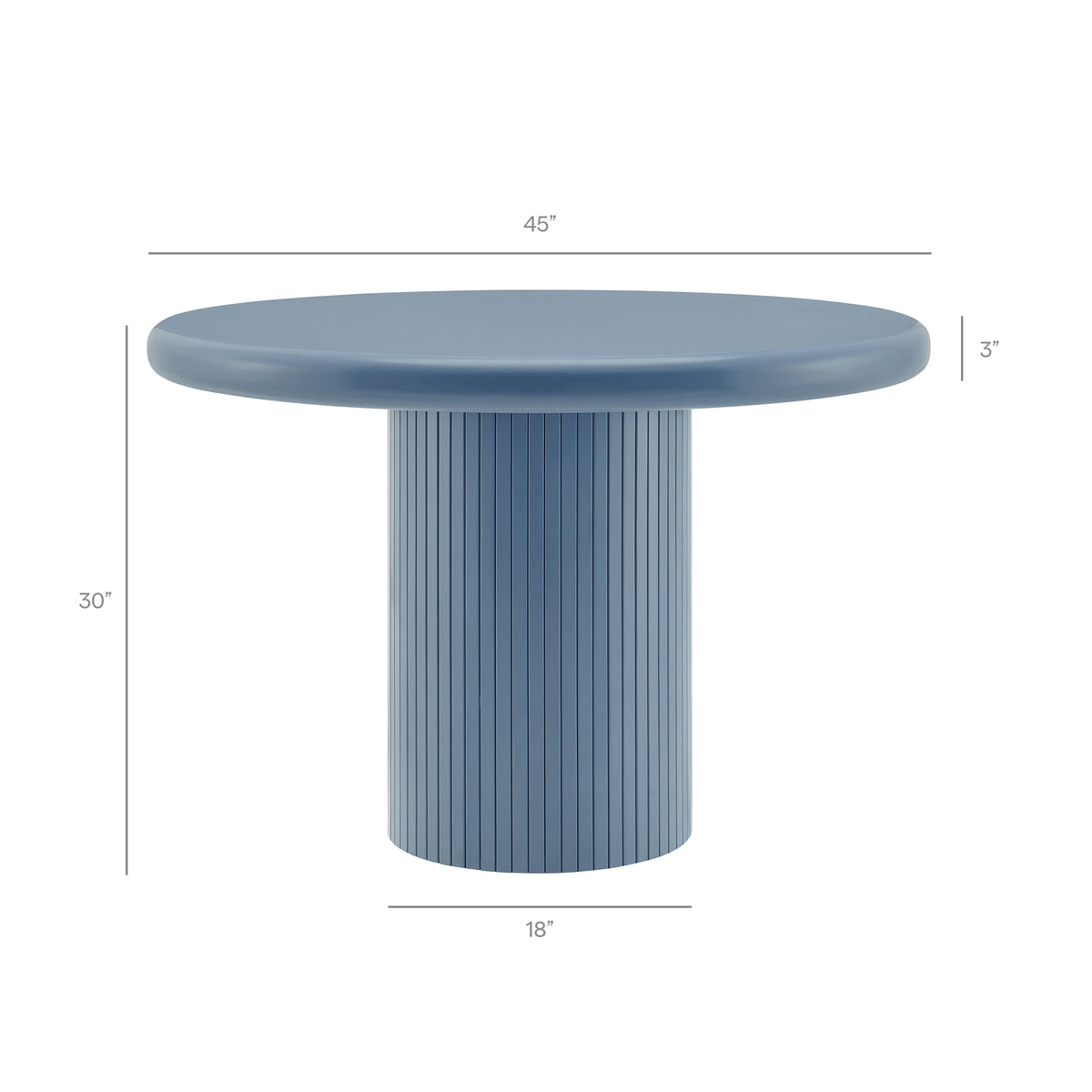 Belmonte 45 Inch Painted Wood Round Pedestal Dining Table - Stillwater Blue