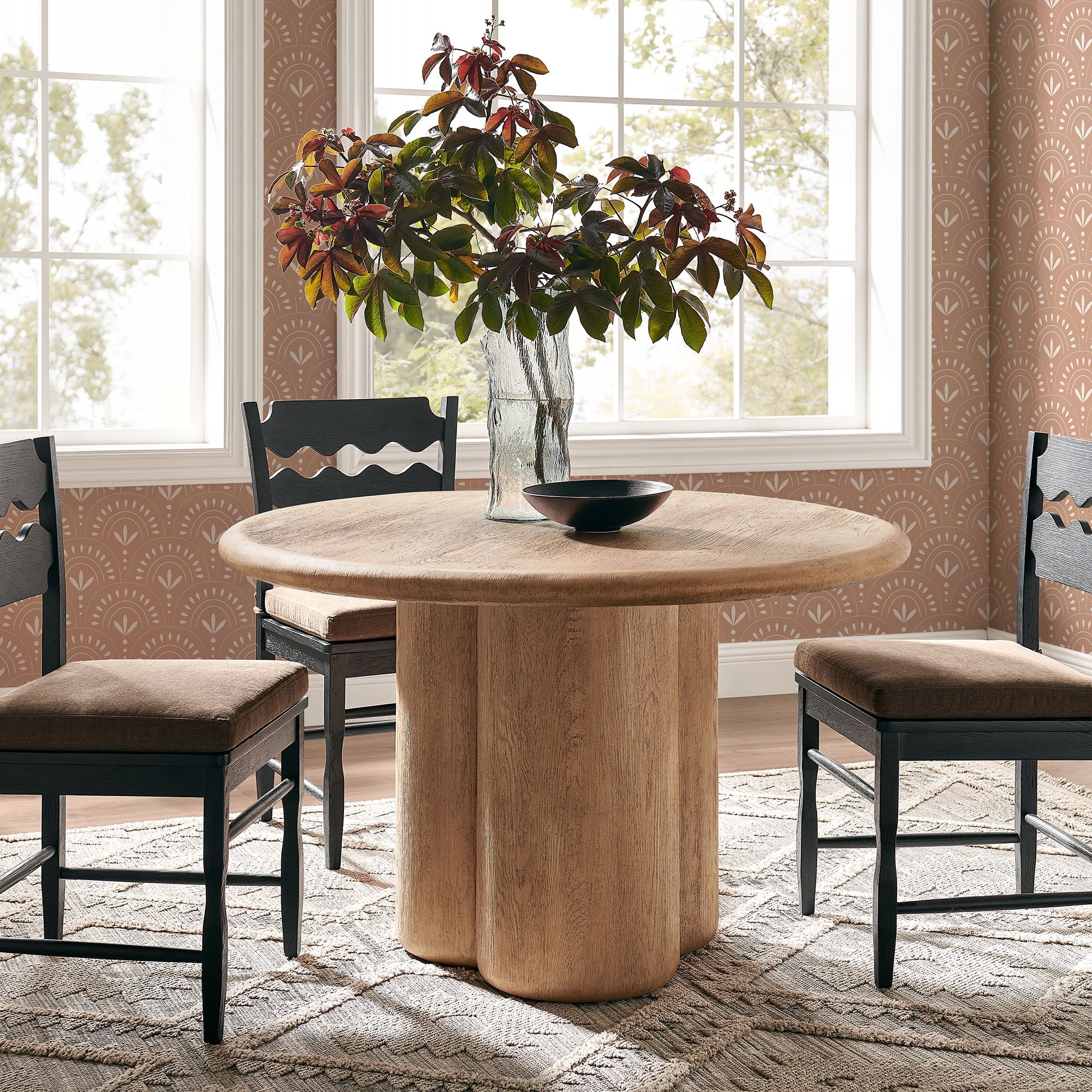 Tori 48 Inch Round Indoor and Outdoor Dining Table - Oak