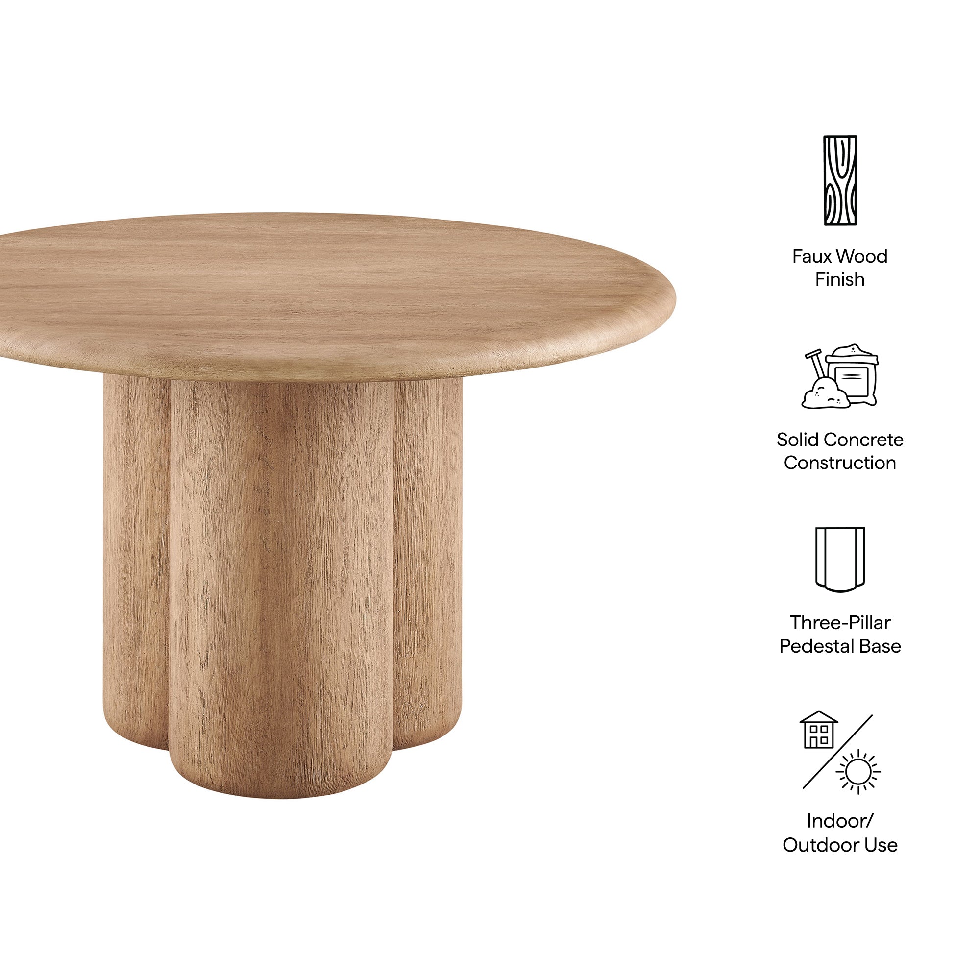 Tori 48 Inch Round Indoor and Outdoor Dining Table