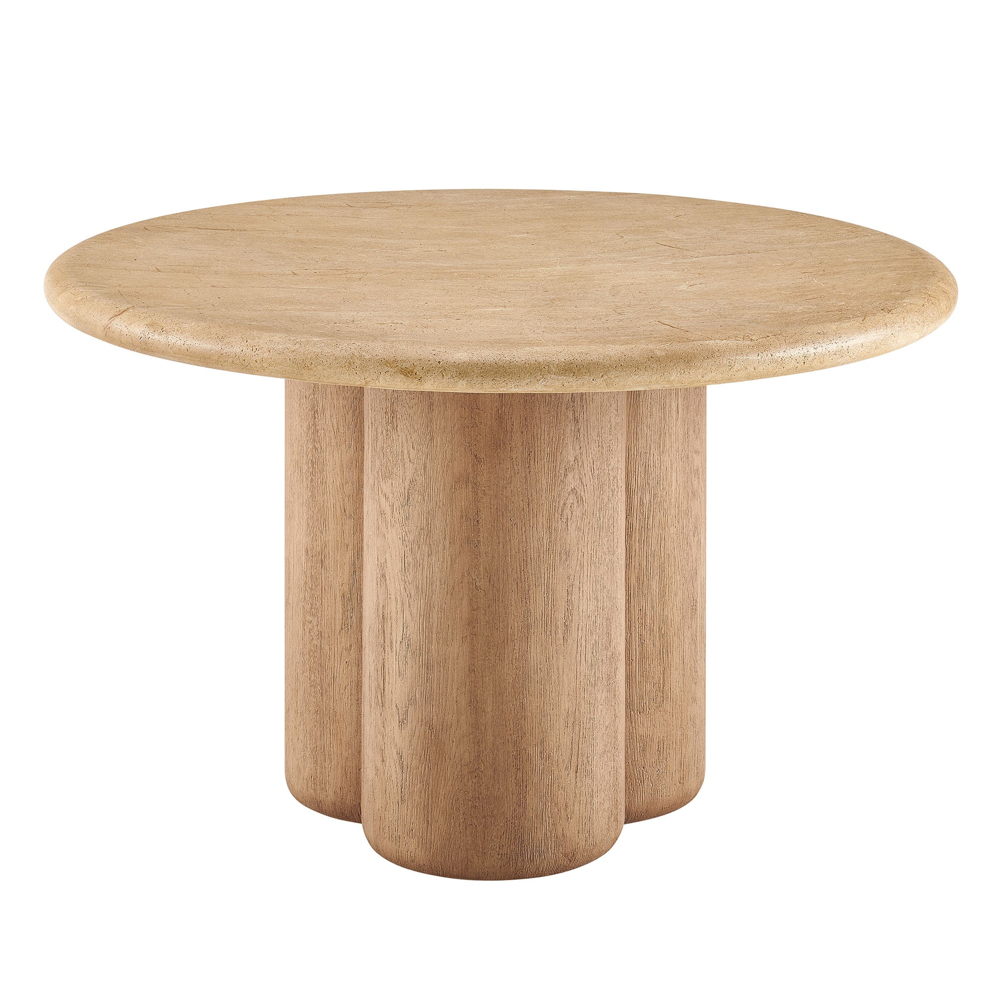 Tori 48 Inch Round Indoor and Outdoor Dining Table - Travertine