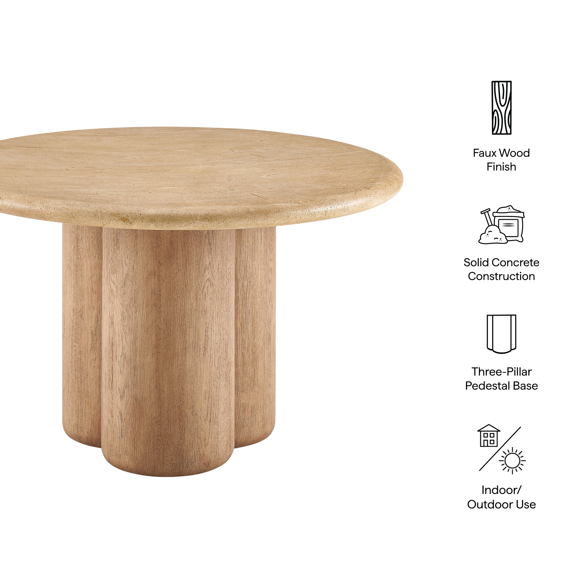 Tori 48 Inch Round Indoor and Outdoor Dining Table