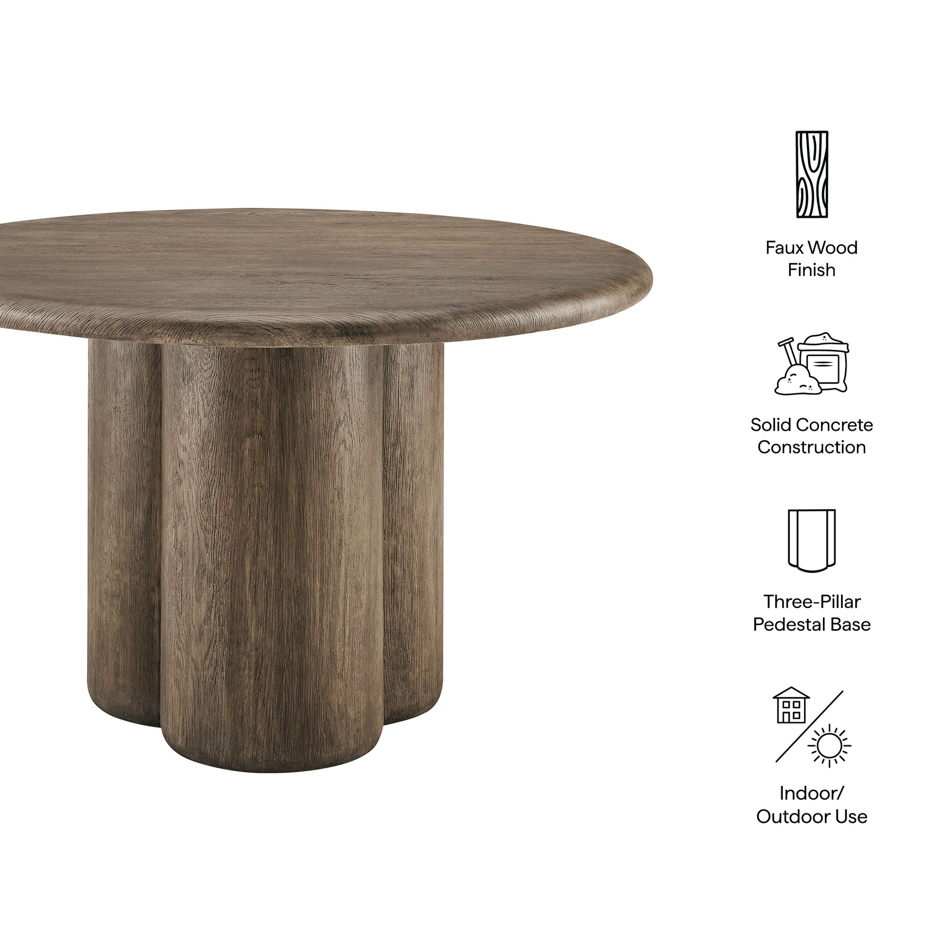 Tori 48 Inch Round Indoor and Outdoor Dining Table