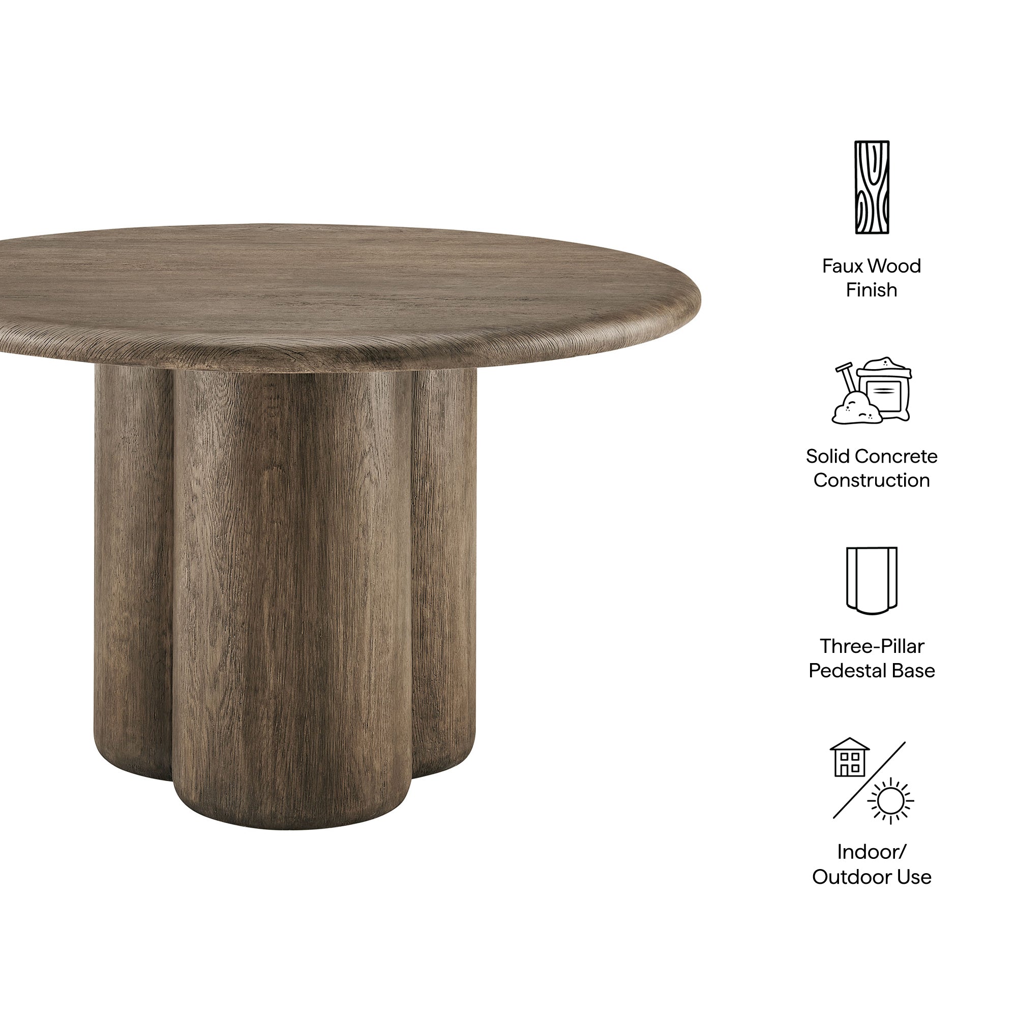Tori 48 Inch Round Indoor and Outdoor Dining Table