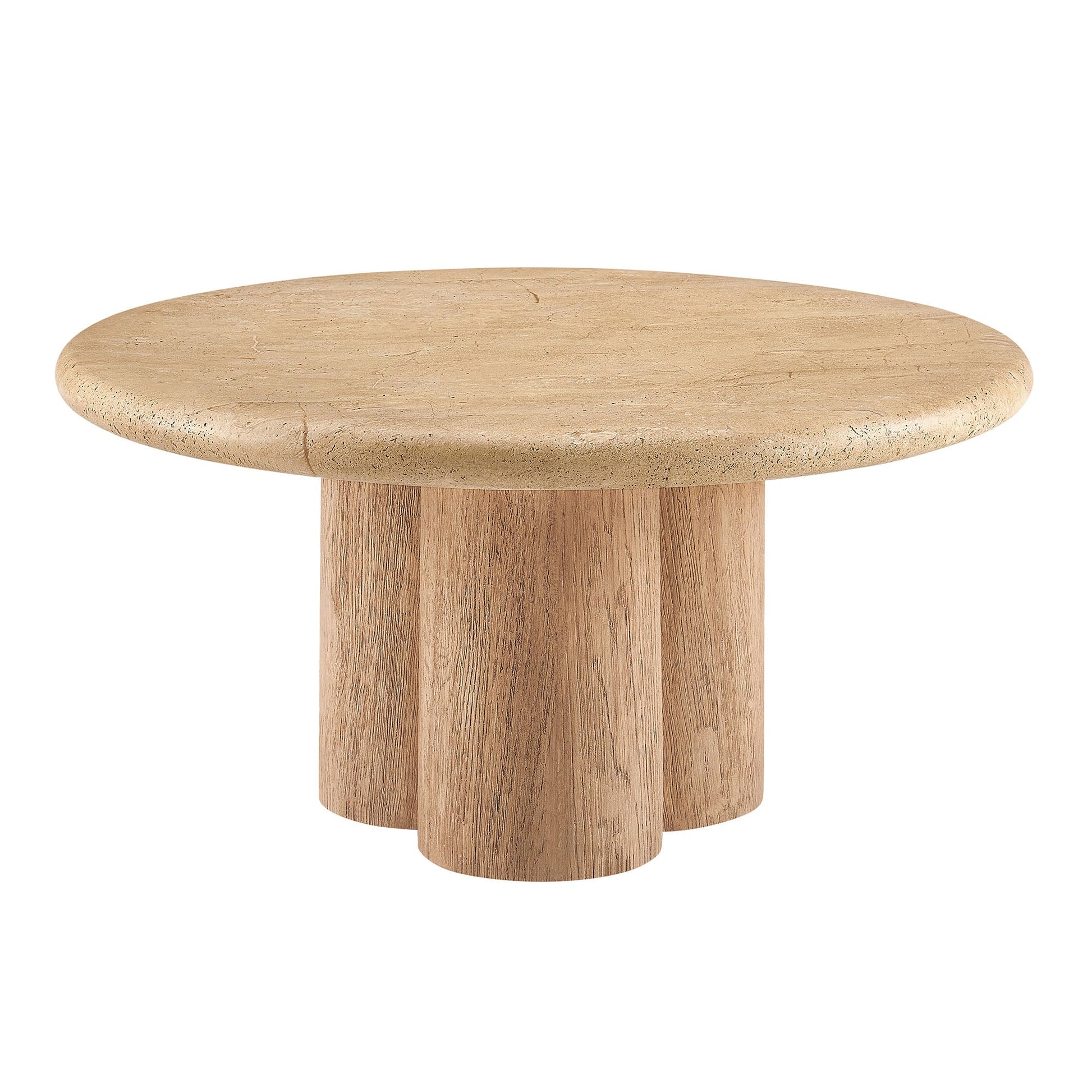 Tori 31 Inch Round Indoor and Outdoor Coffee Table - Travertine
