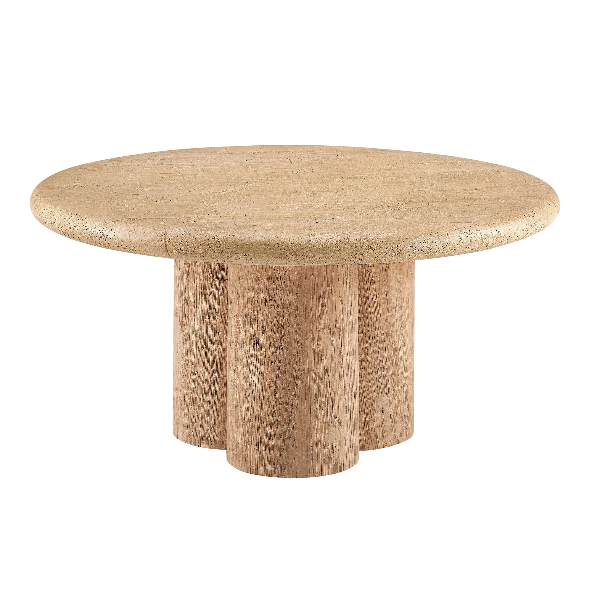 Tori 31 Inch Round Indoor and Outdoor Coffee Table - Travertine