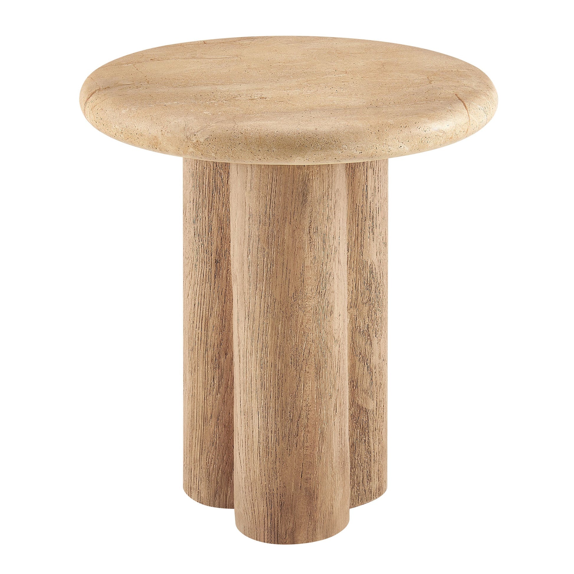 Tori 20 Inch Round Indoor and Outdoor Side Table - Travertine