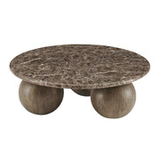 Pietra Indoor Outdoor Round Coffee Table - Dark Emperador Marble