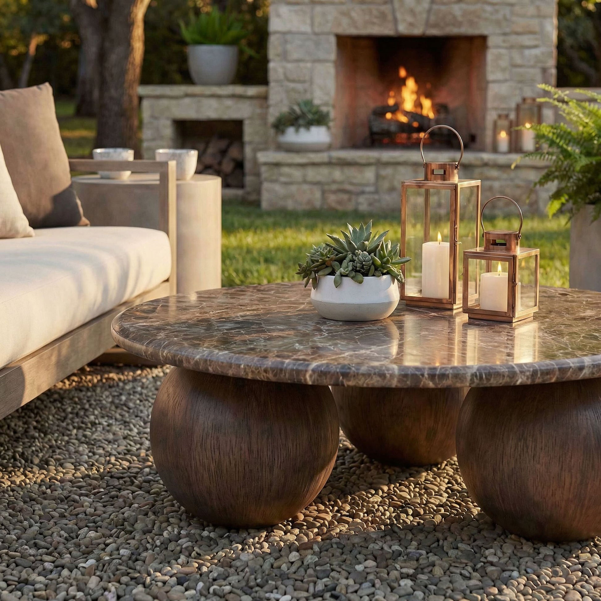 Pietra Indoor Outdoor Round Coffee Table