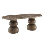 Pietra Indoor Outdoor Oval Dining Table - Dark Emperador Marble