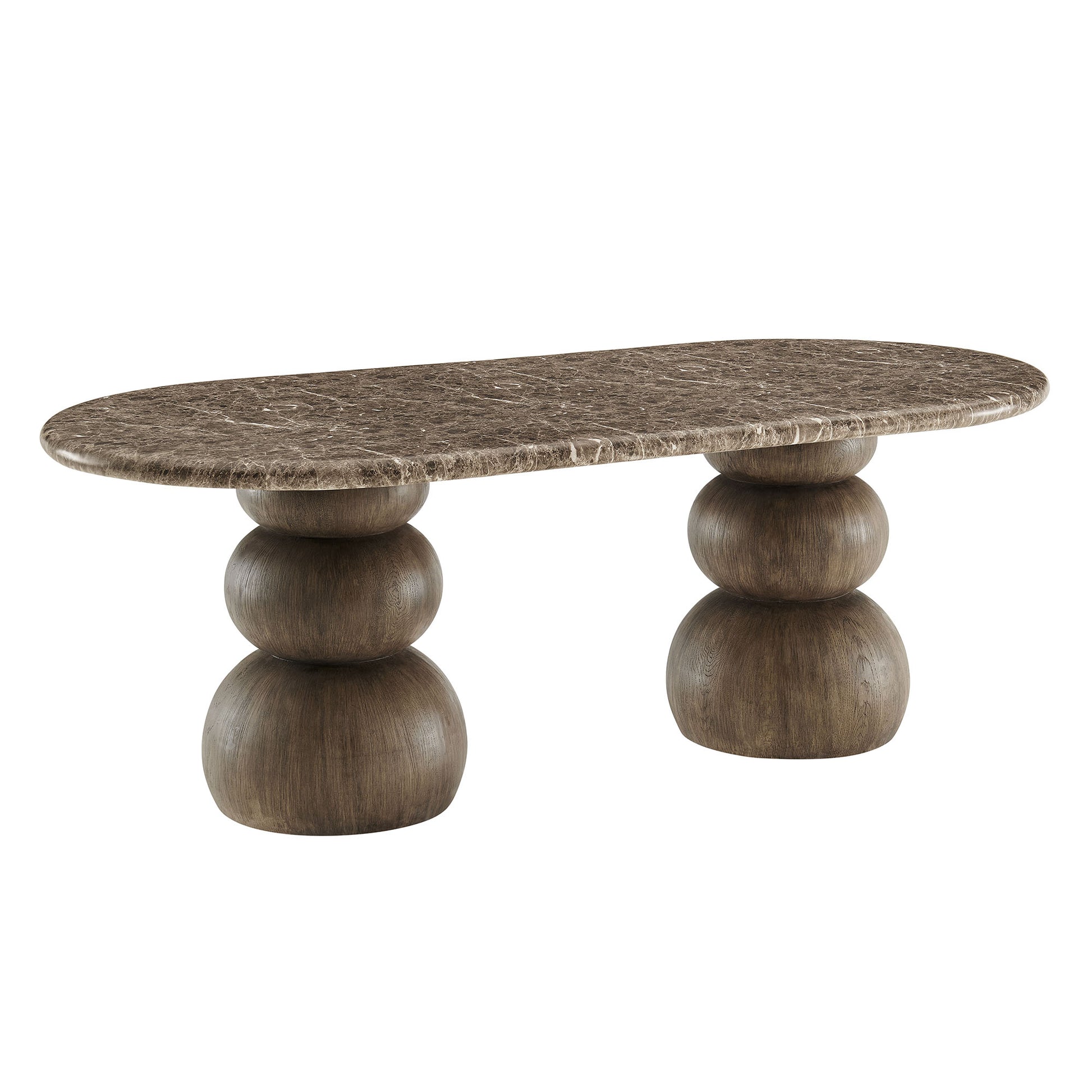 Pietra Indoor Outdoor Oval Dining Table - Dark Emperador Marble