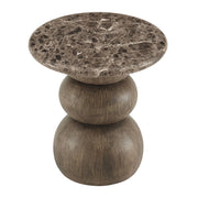 Pietra Indoor Outdoor Round Side Table - Dark Emperador Marble