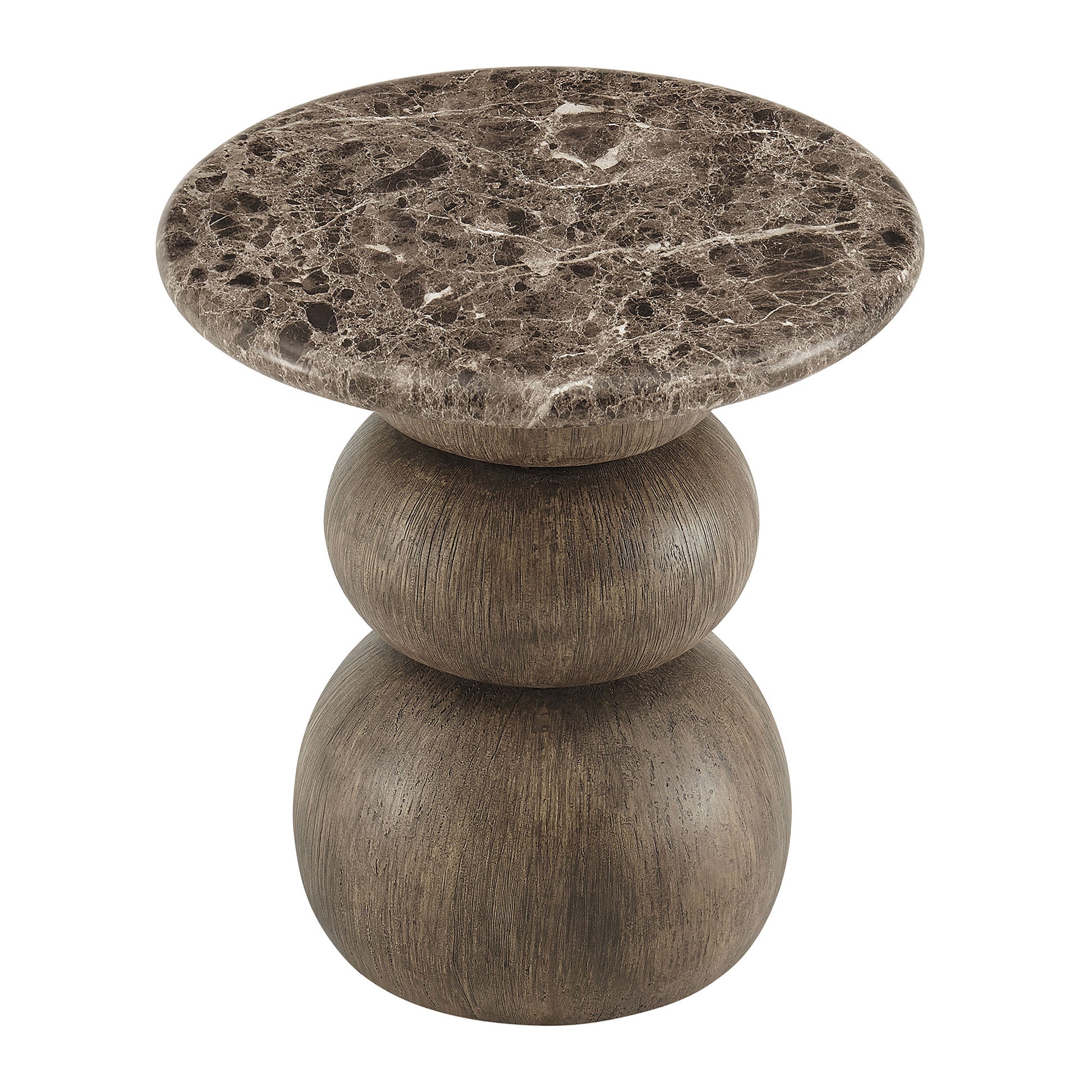 Pietra Indoor Outdoor Round Side Table - Dark Emperador Marble