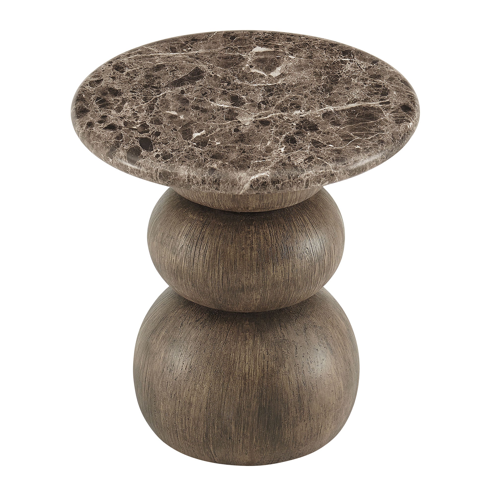 Pietra Indoor Outdoor Round Side Table - Dark Emperador Marble