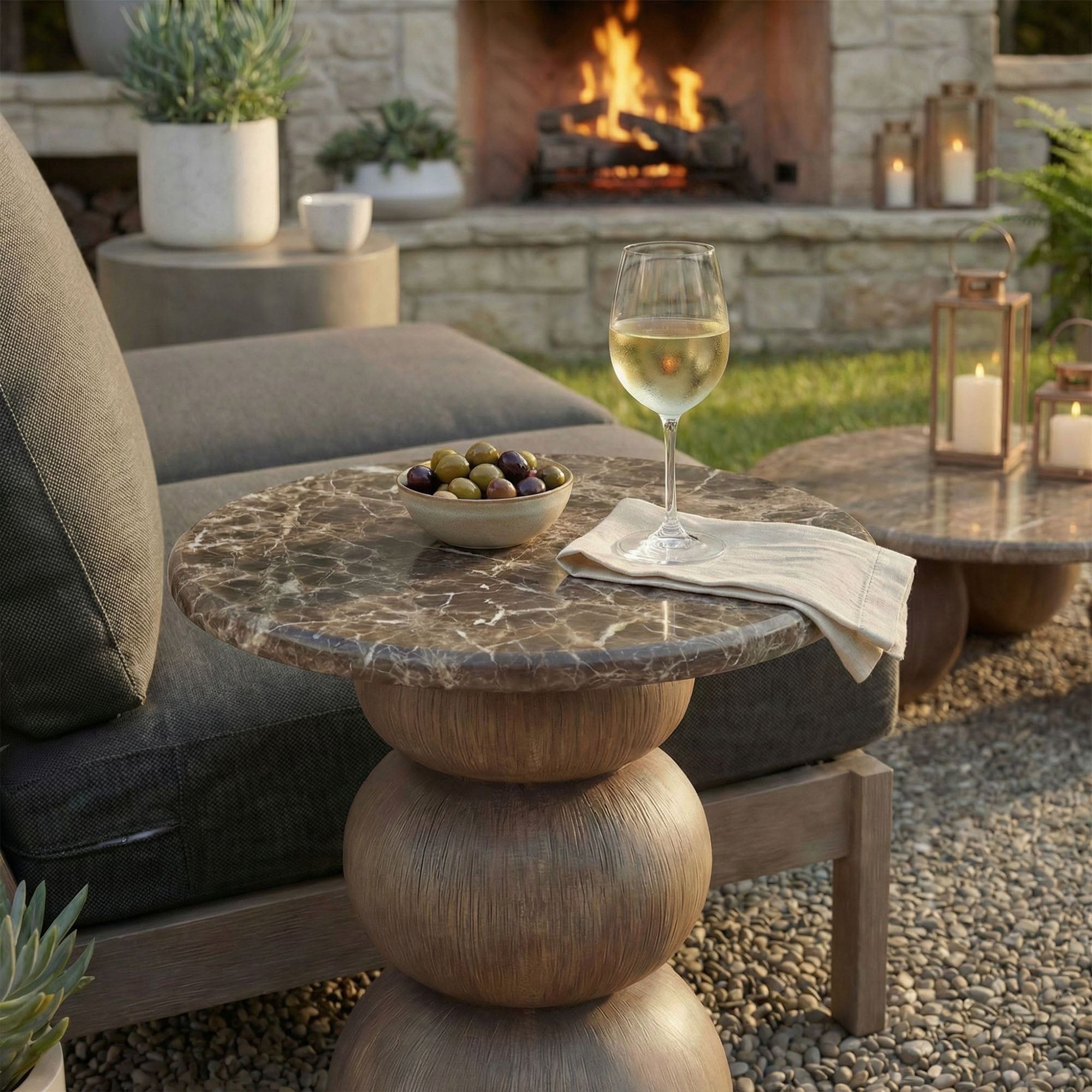 Pietra Indoor Outdoor Round Side Table