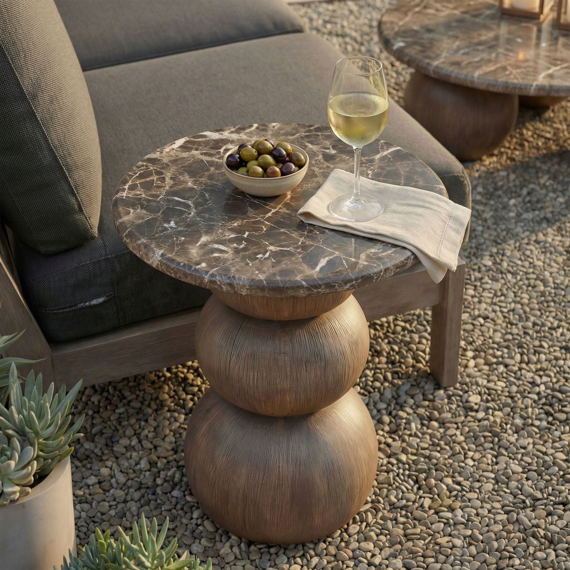 Pietra Indoor Outdoor Round Side Table