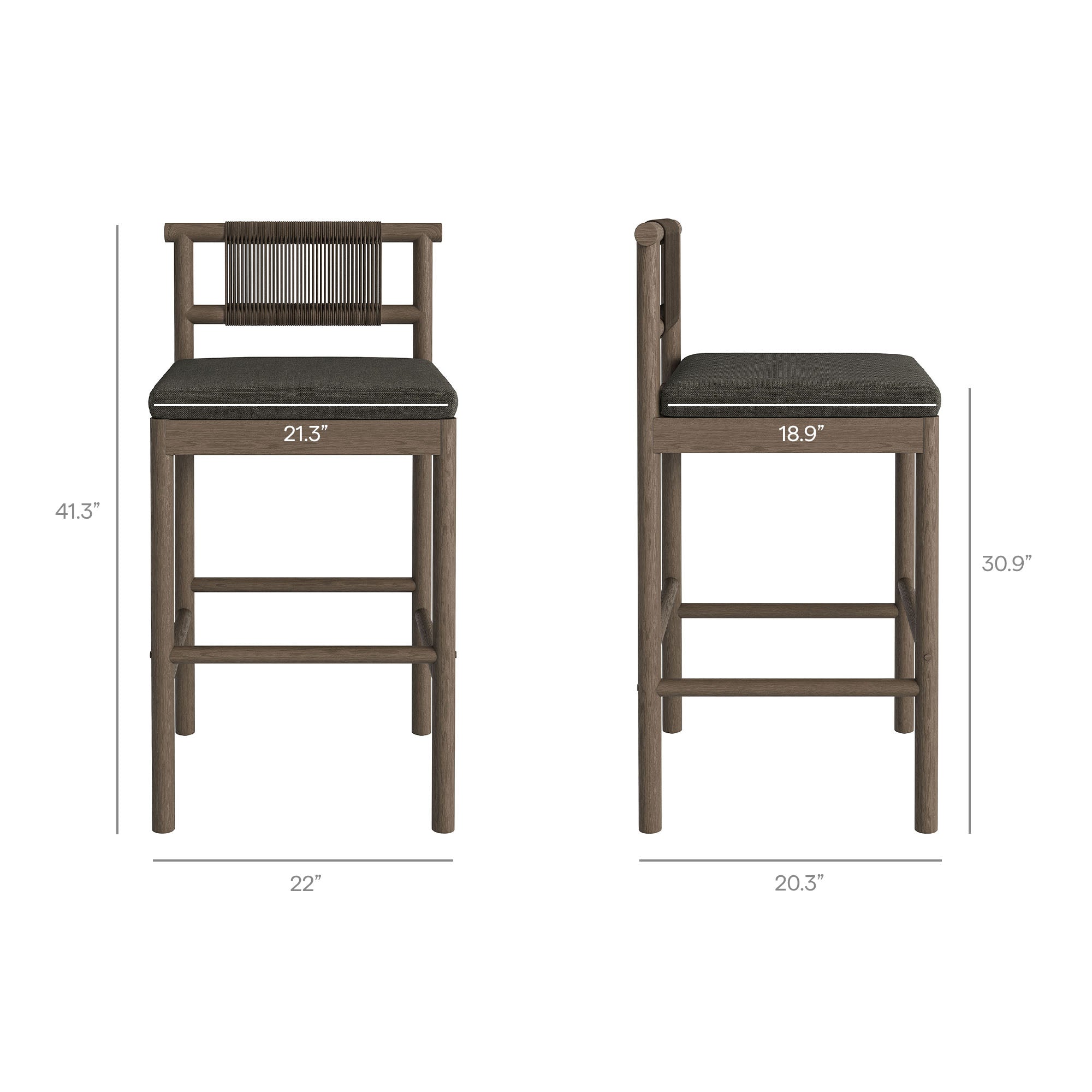 Eleni Outdoor Teak Wood Bar Stools Set of 2