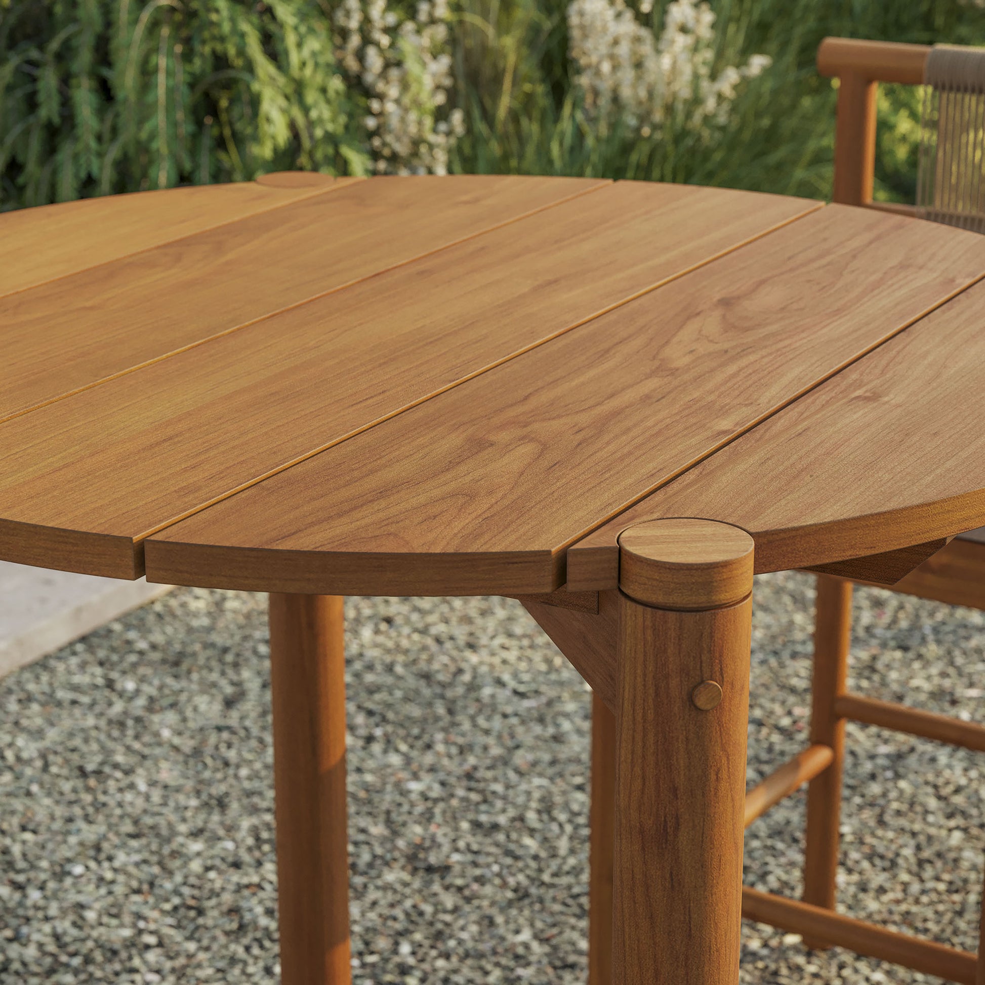 Eleni Round 35 Inch Outdoor Teak Wood Round Bar Table
