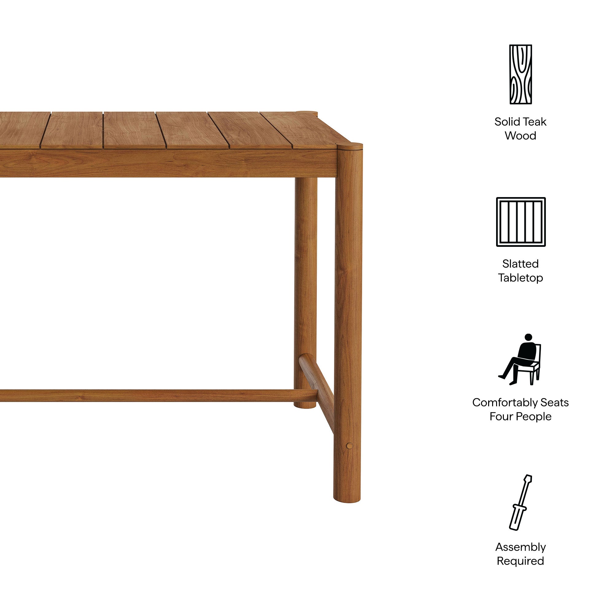 Eleni Rectangle 56-Inch Outdoor Teak Wood Rectangular Bar Table - Weathered Gray Teak