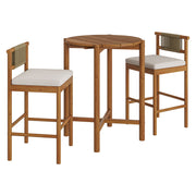 Eleni 3-Piece Outdoor Teak Wood Bar Set - Natural Sail