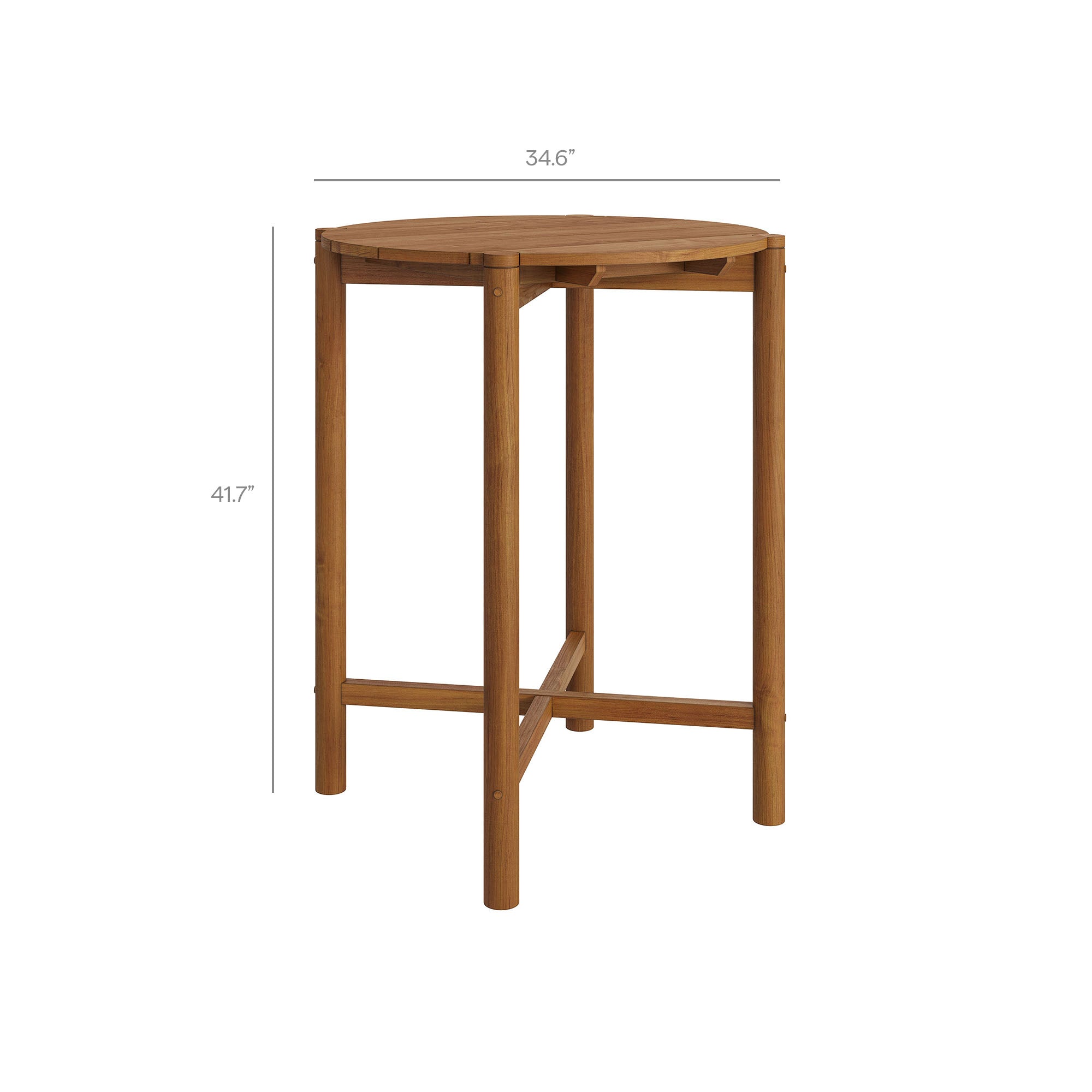 Eleni 3-Piece Outdoor Teak Wood Bar Set - Weathered Gray Pebble