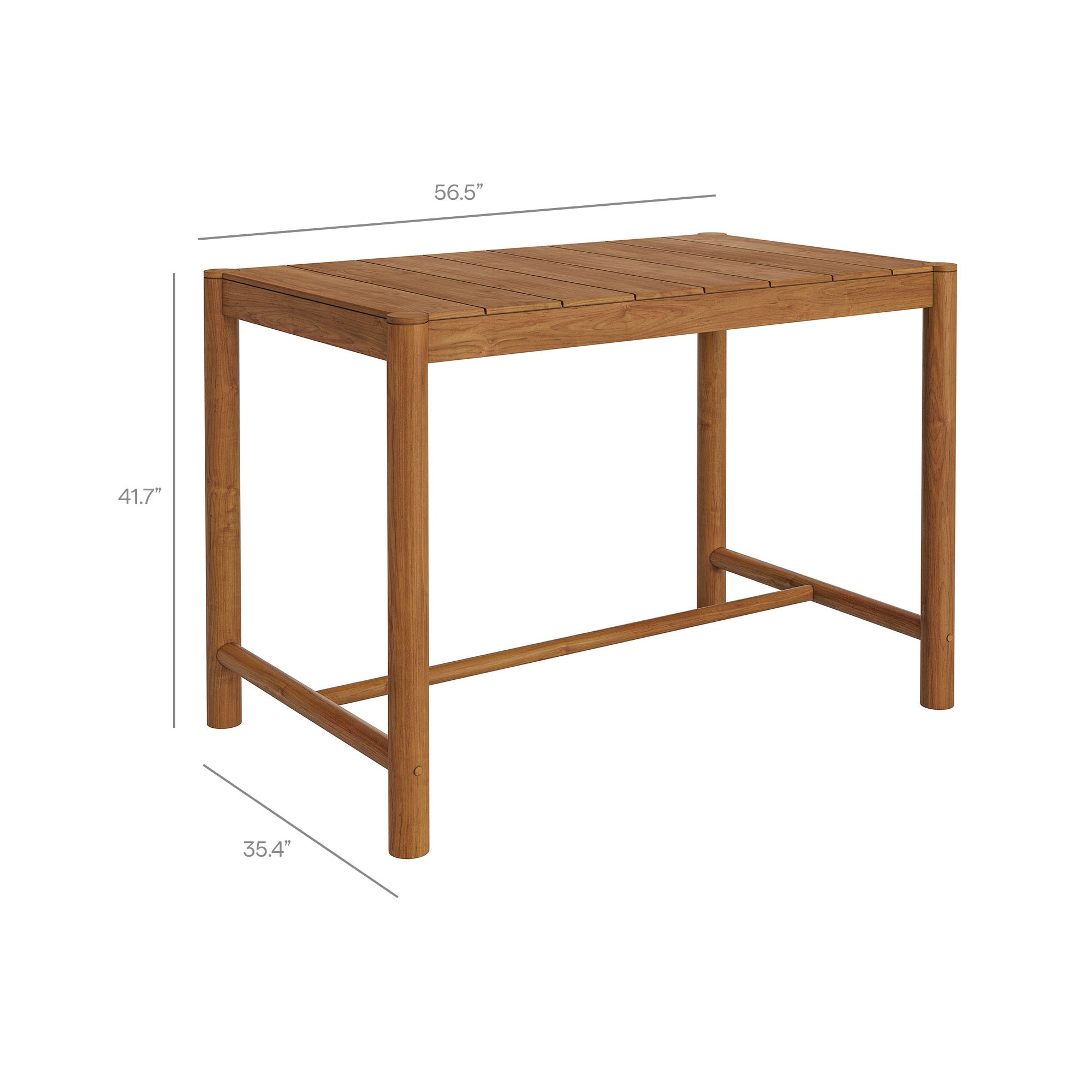 Eleni 5-Piece Outdoor Teak Wood Bar Set - Weathered Gray Pebble
