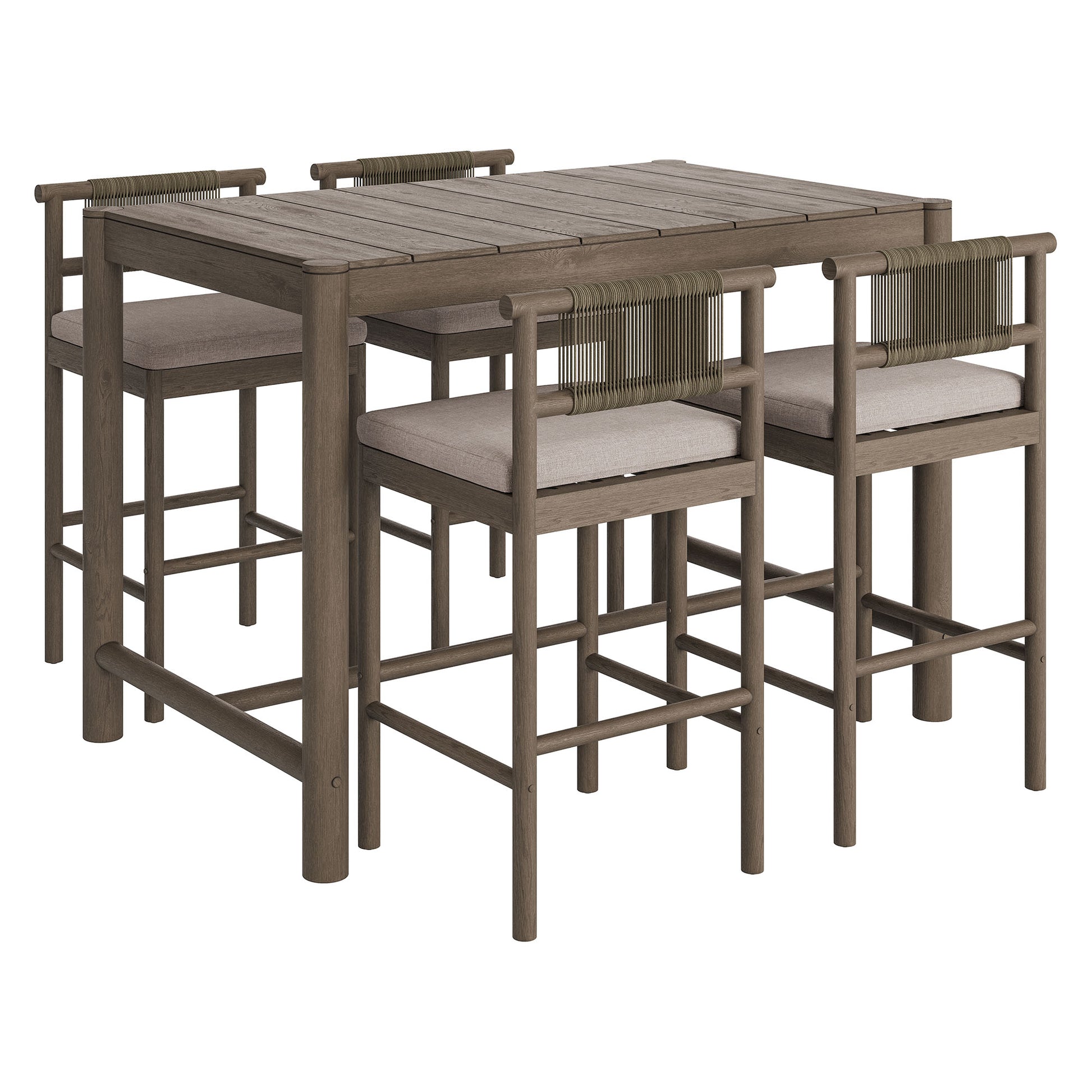 Eleni 5-Piece Outdoor Teak Wood Bar Set
