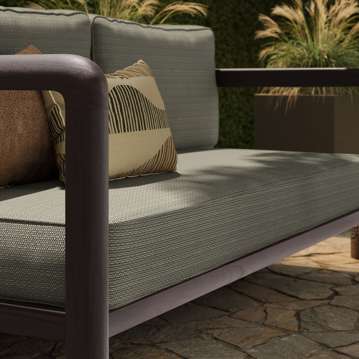 Kona Outdoor Patio Teak Wood Loveseat - Ash