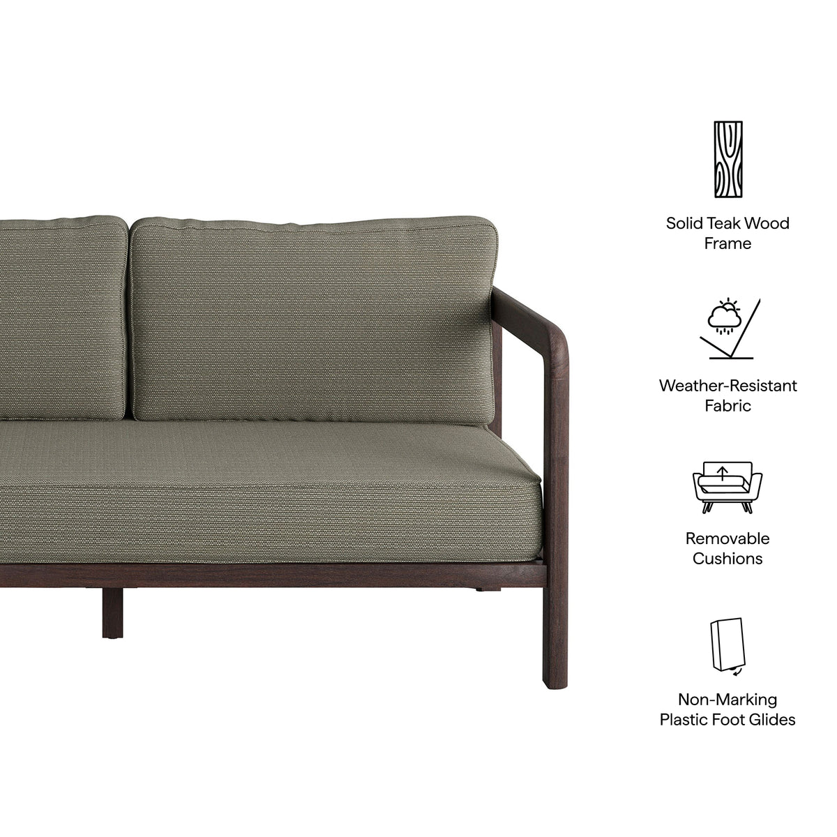 Kona Outdoor Patio Teak Wood Loveseat - Ash