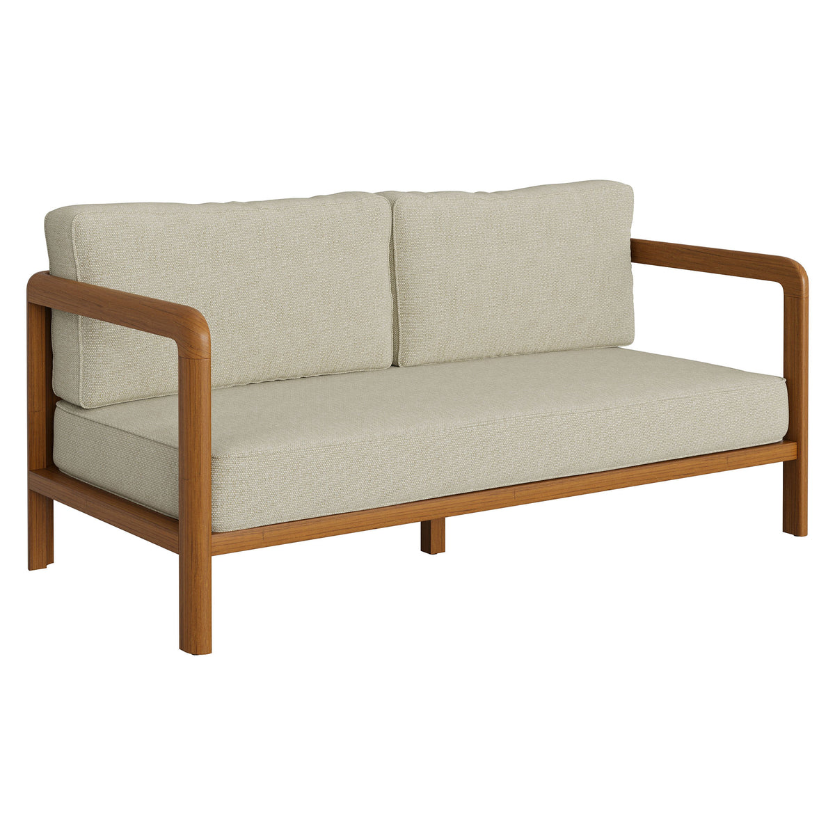 Kona Outdoor Patio Teak Wood Loveseat - Sand