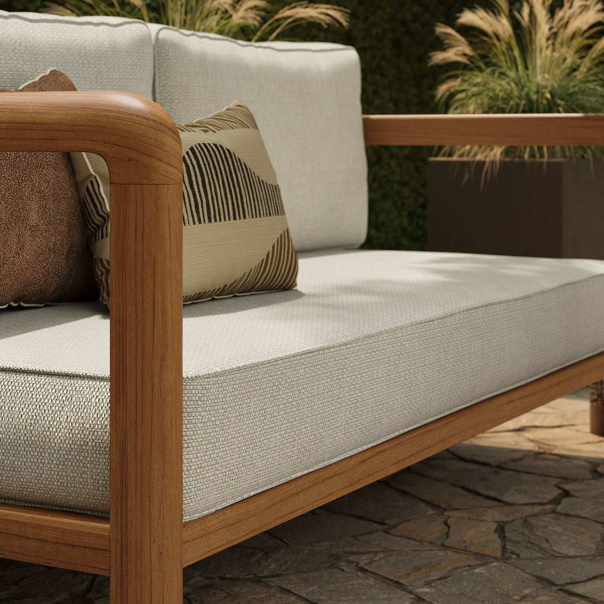 Kona Outdoor Patio Teak Wood Loveseat - Sand