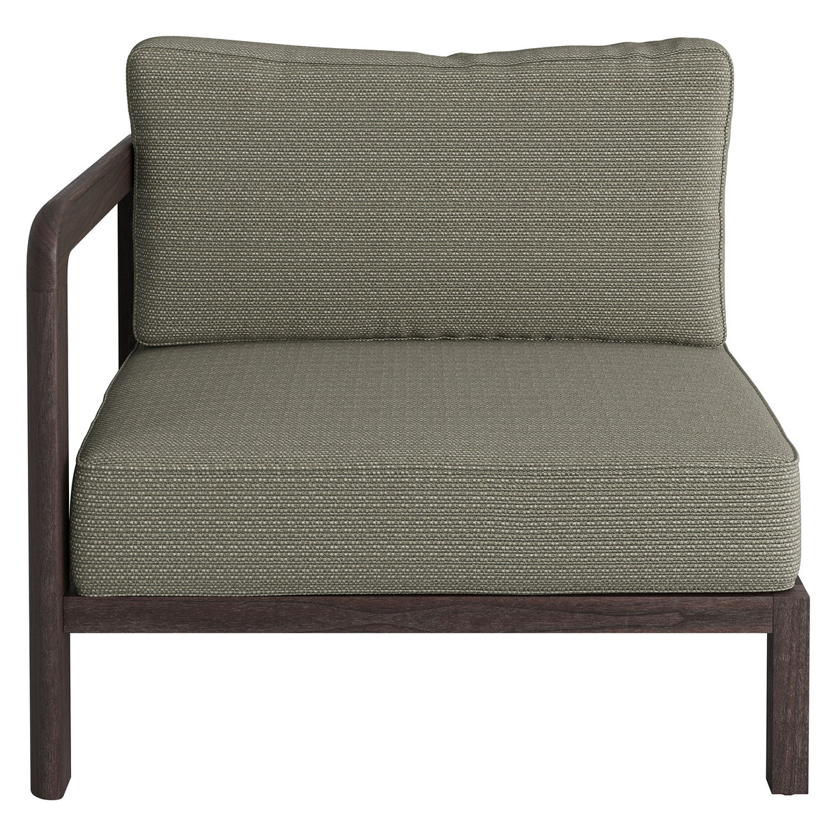 Kona Outdoor Patio Teak Wood Left-Arm Facing Modular Armchair - Ash