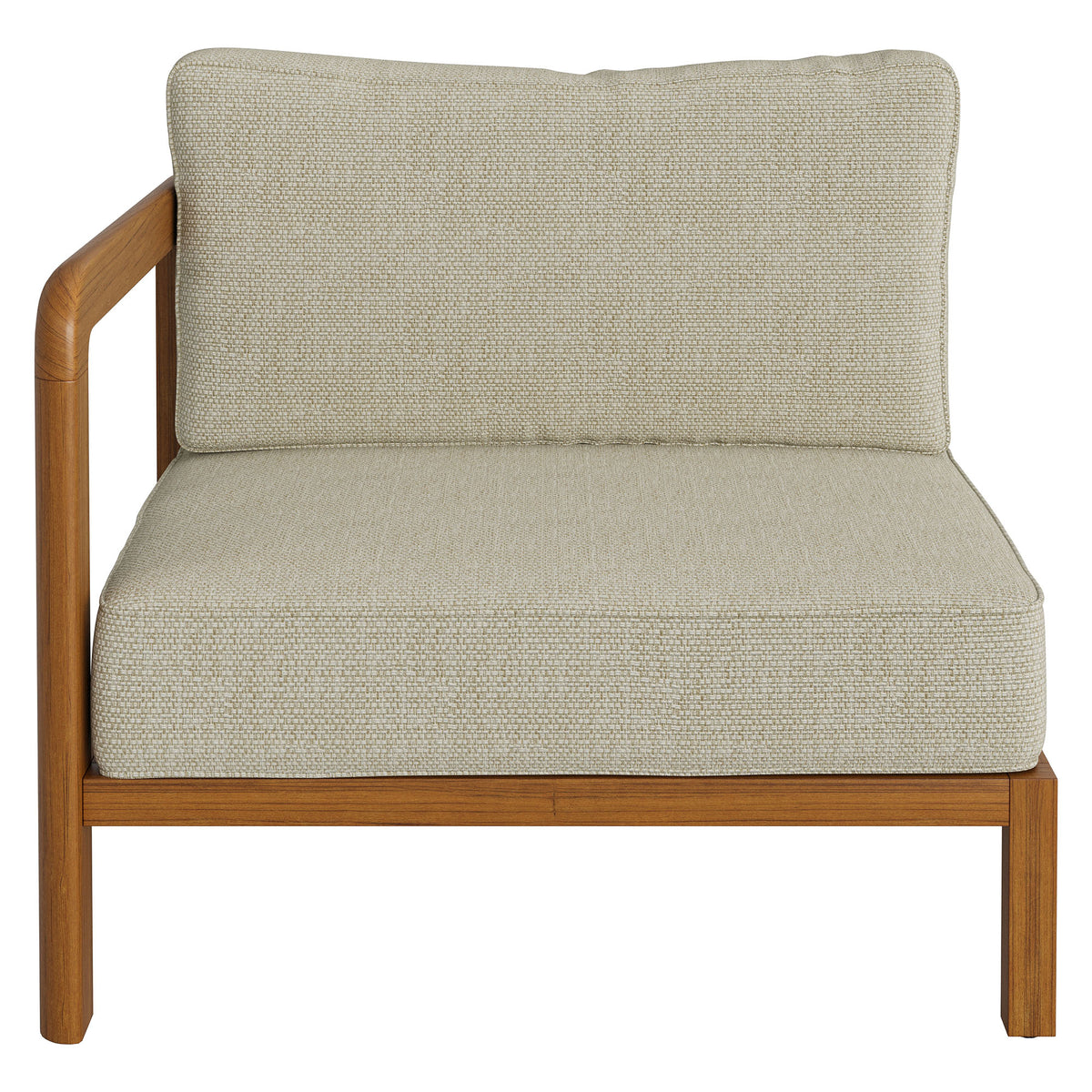 Kona Outdoor Patio Teak Wood Left-Arm Facing Modular Armchair - Sand